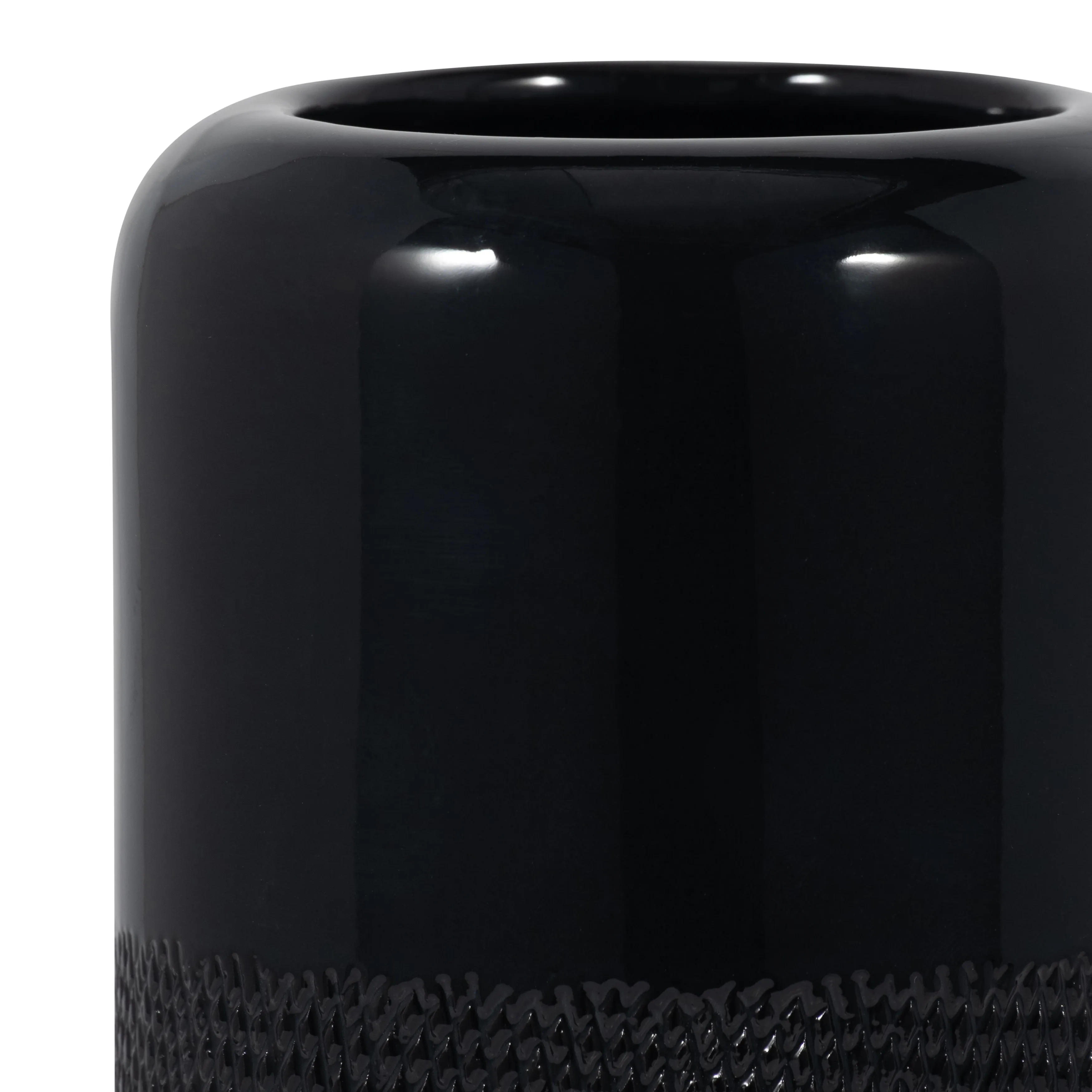 CER, 10"H GROOVED VASE, BLACK
