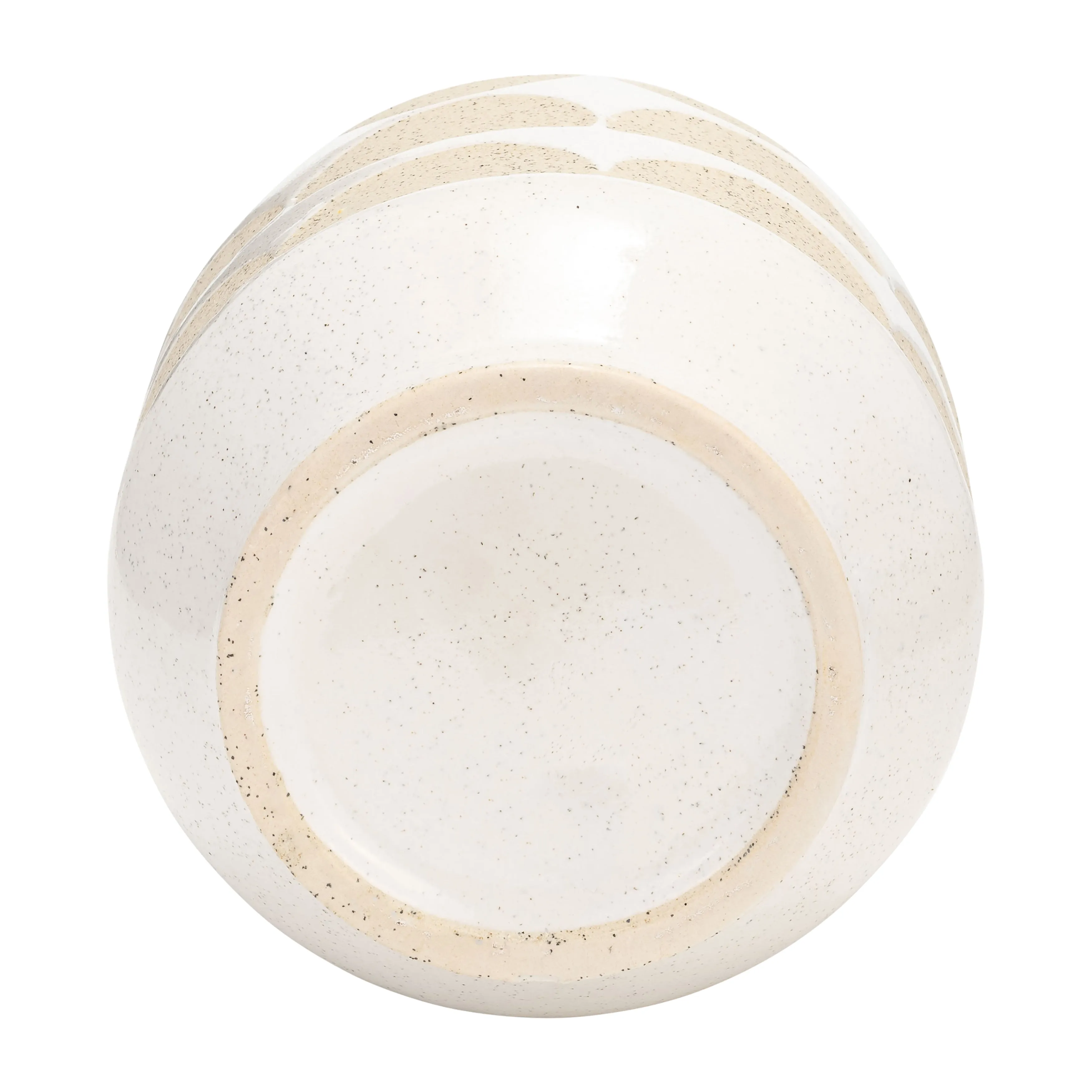 CER, 10"H HALF CIRCLES VASE, IVORY