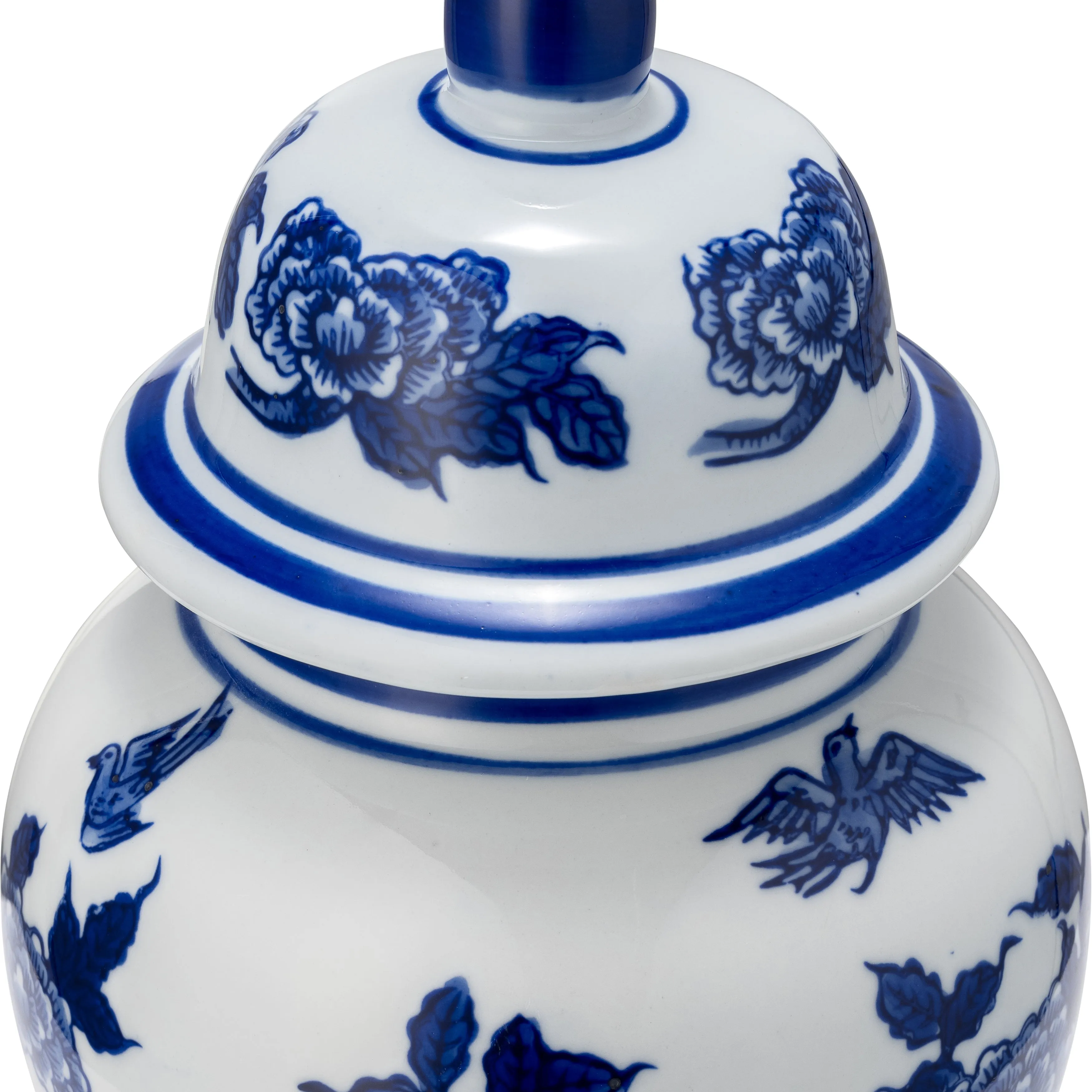 CER, 10"H TEMPLE JAR, BLUE/WHITE