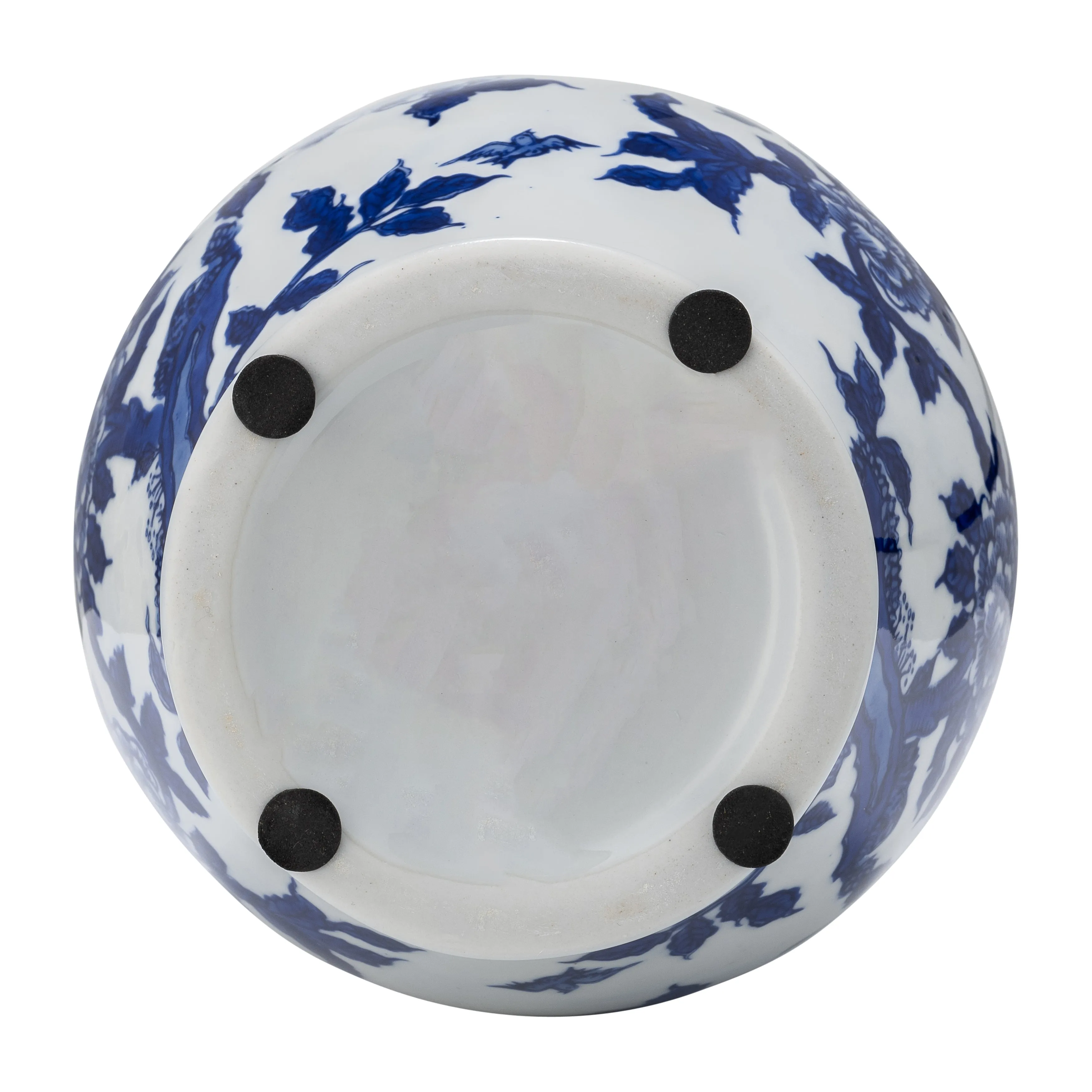 CER, 10"H TEMPLE JAR, BLUE/WHITE