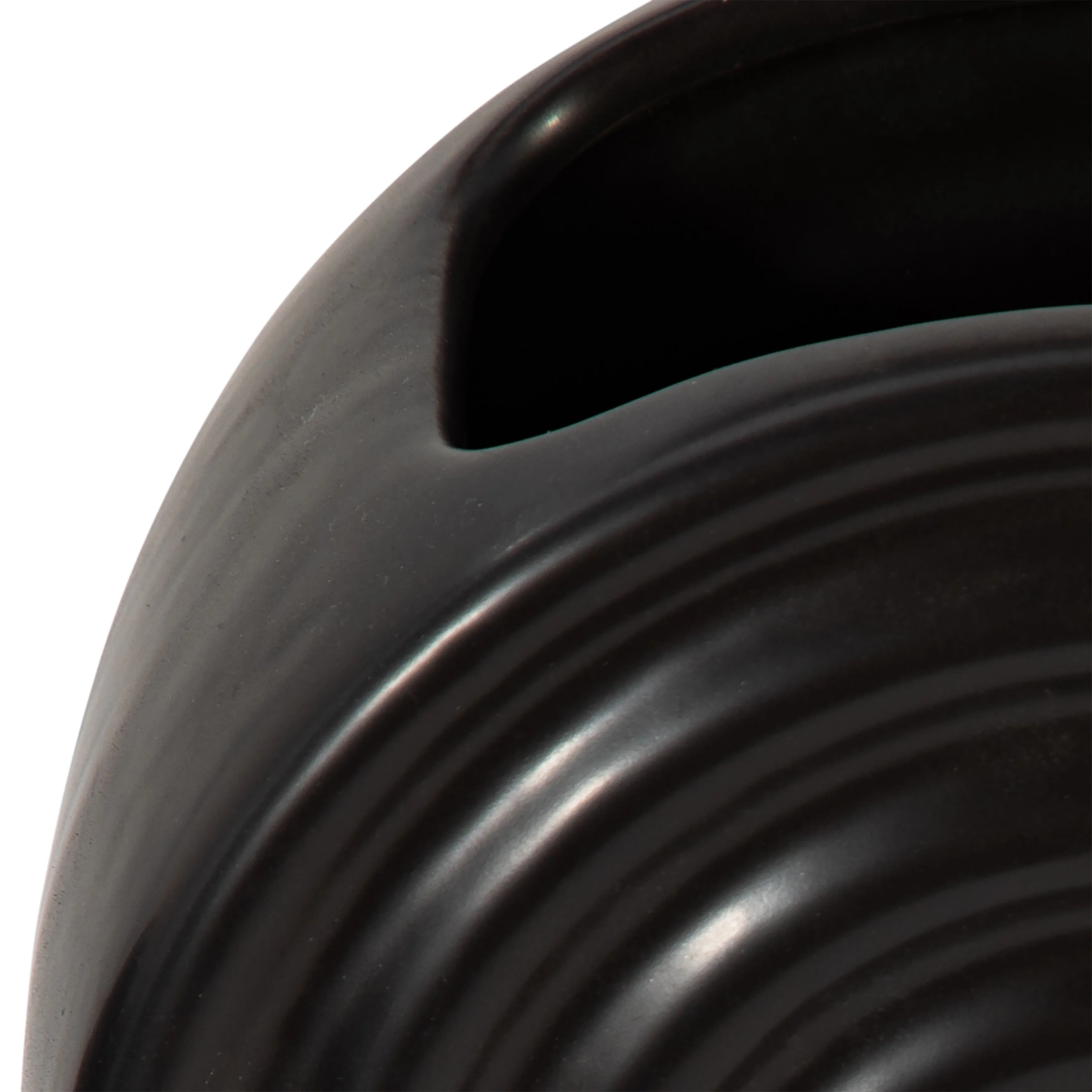 CER, 11" OVAL RIDGED VASE, BLACK