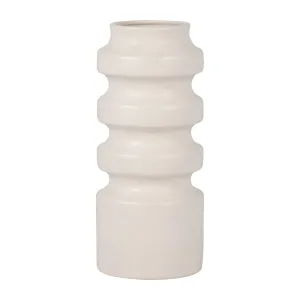 CER, 11" TIERED VASE, WHITE