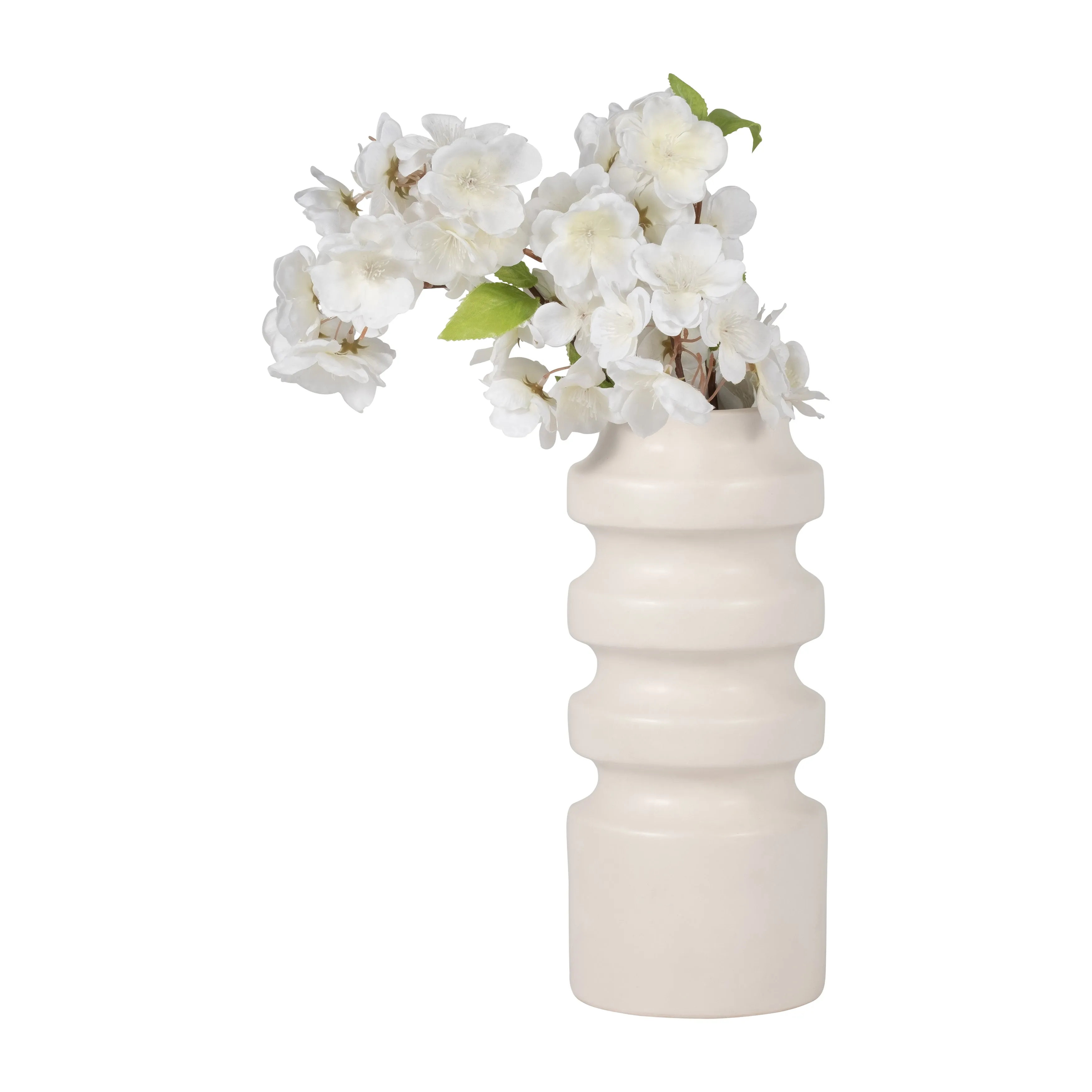 CER, 11" TIERED VASE, WHITE