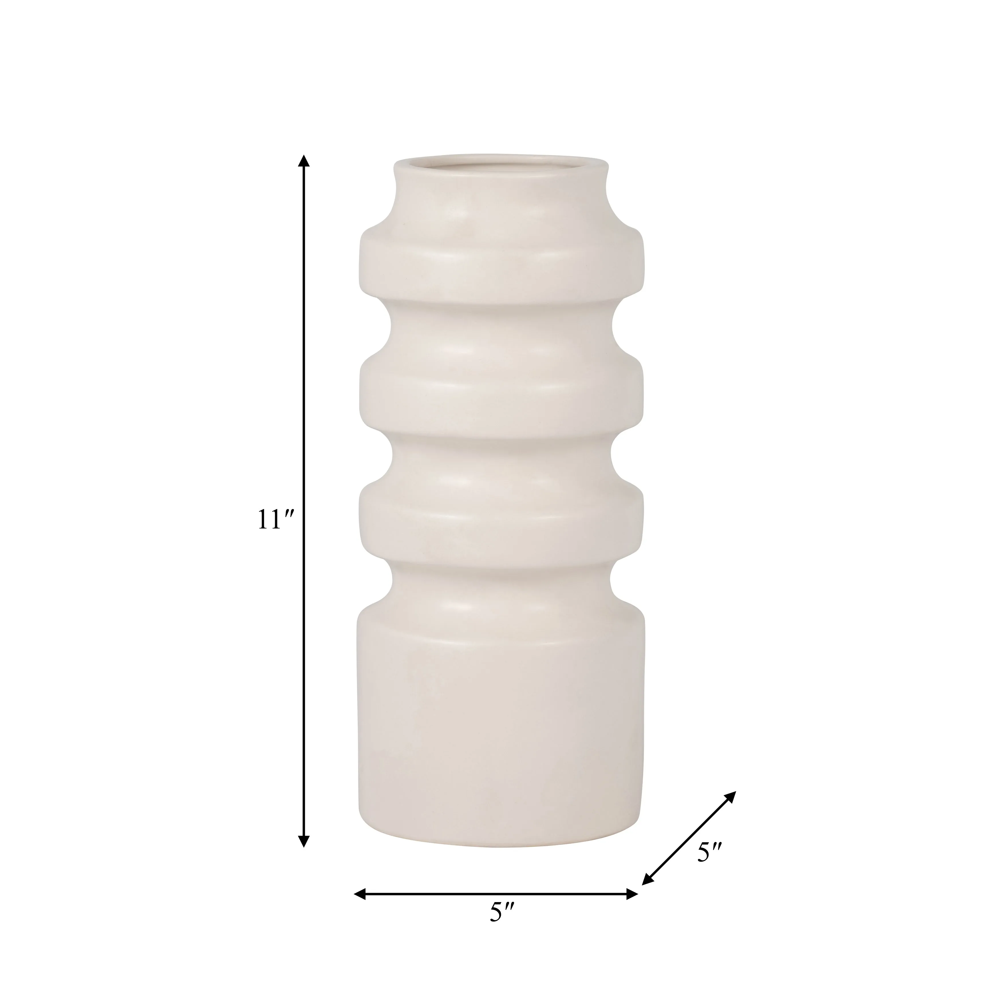 CER, 11" TIERED VASE, WHITE