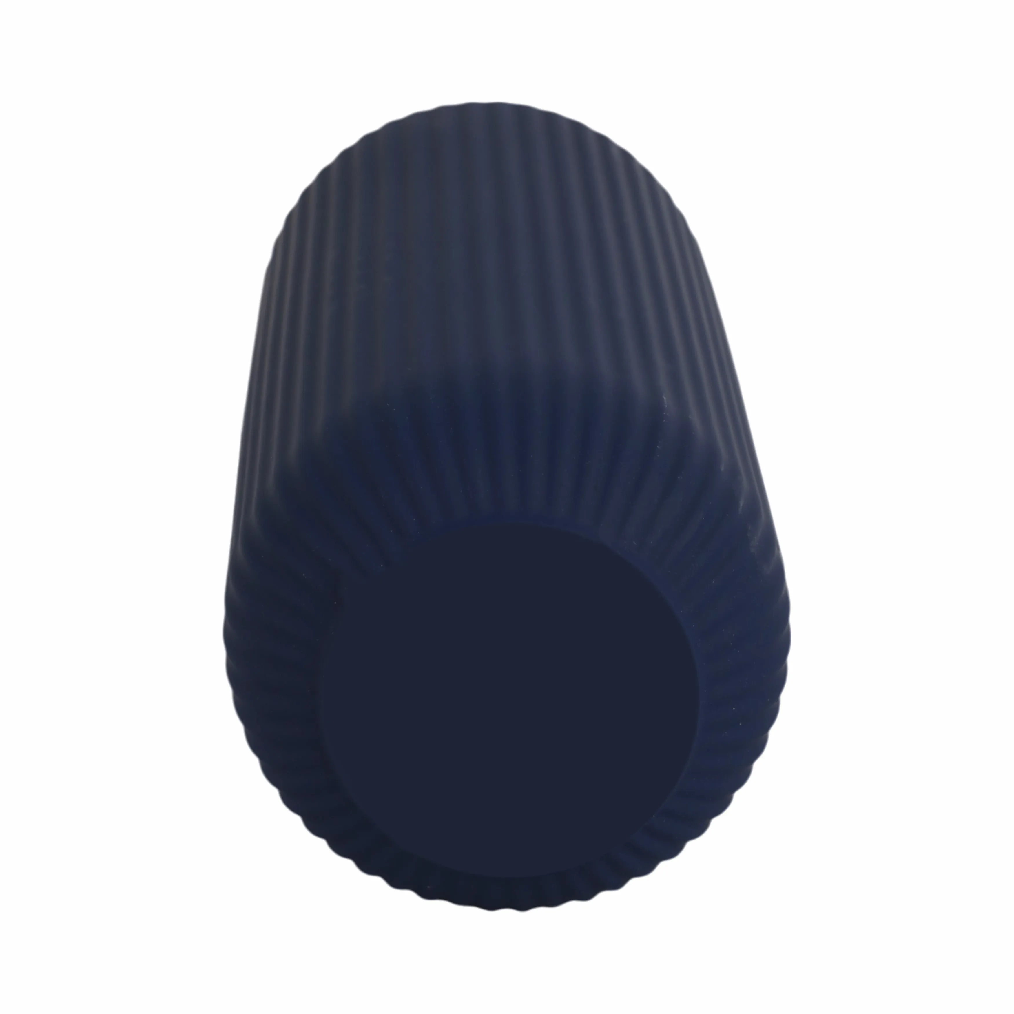 CER, 11"H RIDGED VASE, NAVY