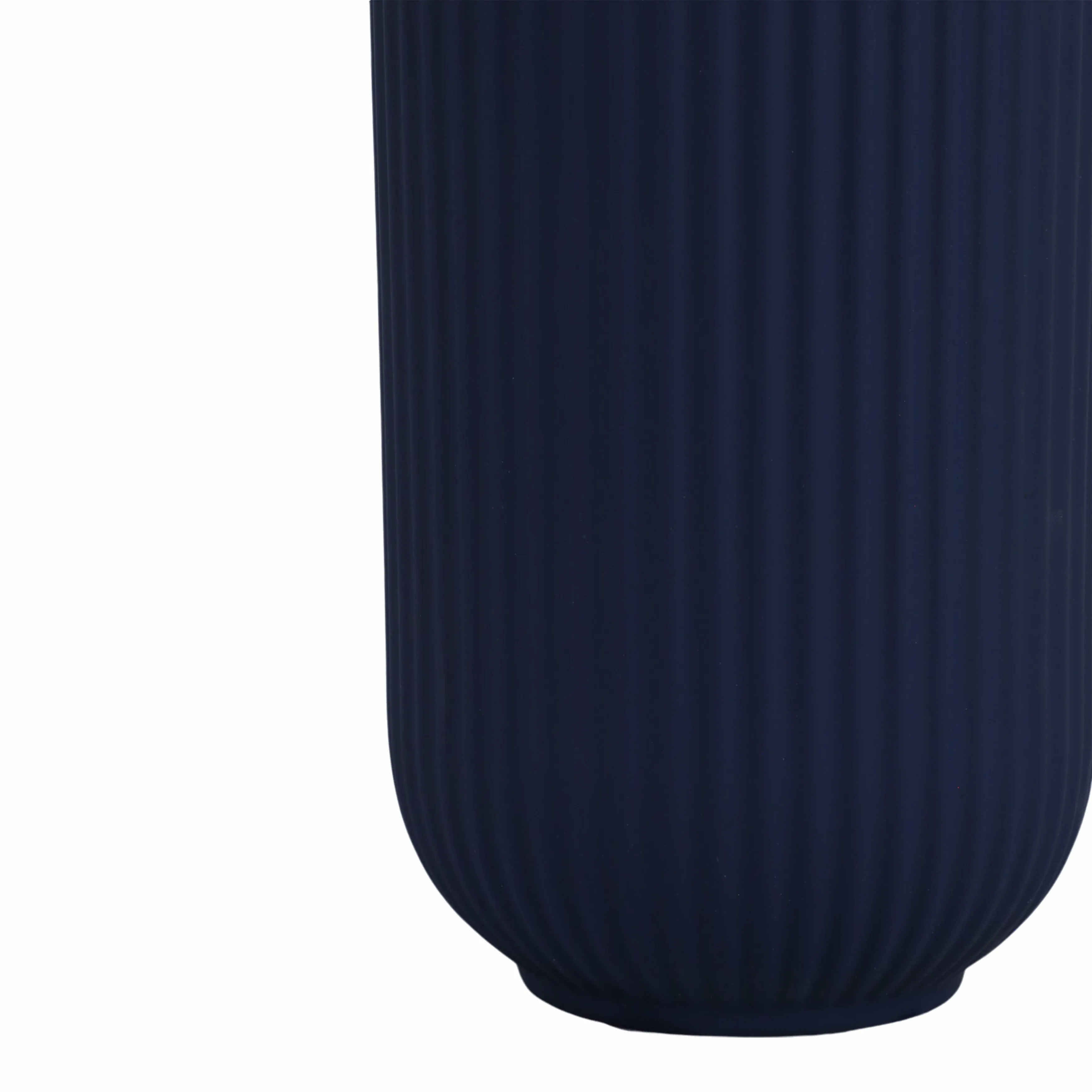 CER, 11"H RIDGED VASE, NAVY