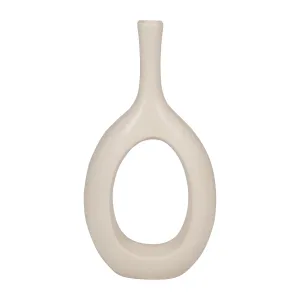 CER, 12" CURVED OPEN CUT OUT VASE, COTTON