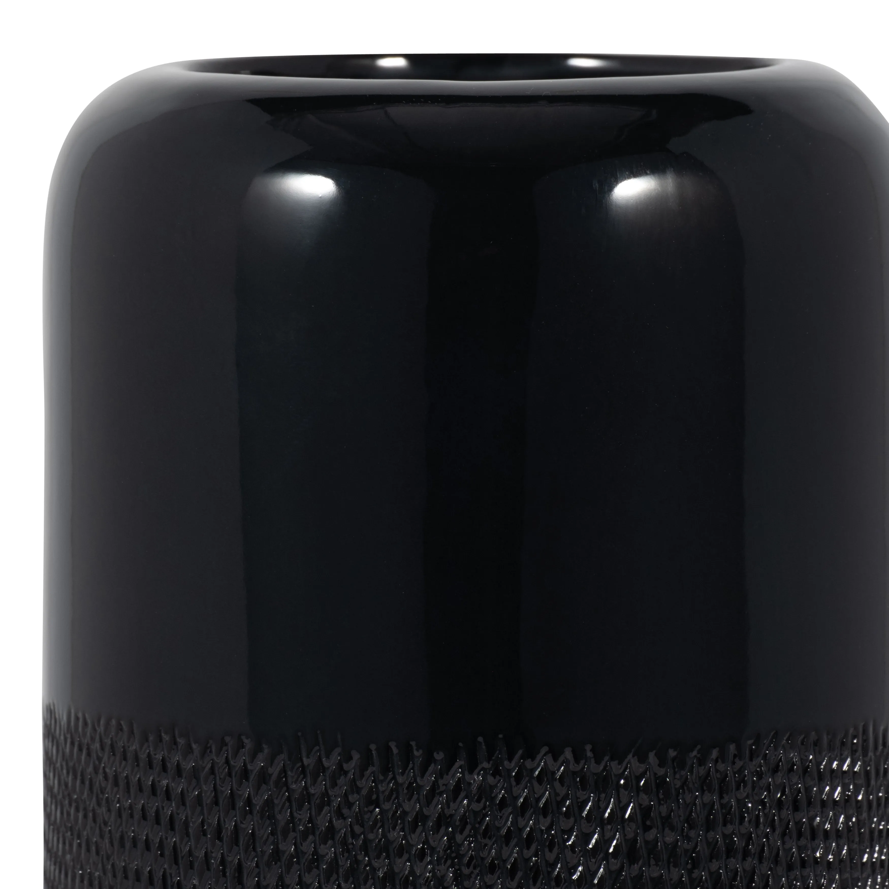 CER, 12"H GROOVED VASE, BLACK