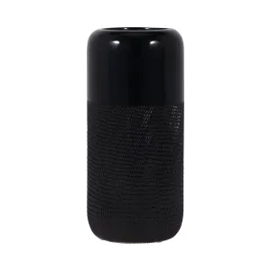 CER, 12"H GROOVED VASE, BLACK