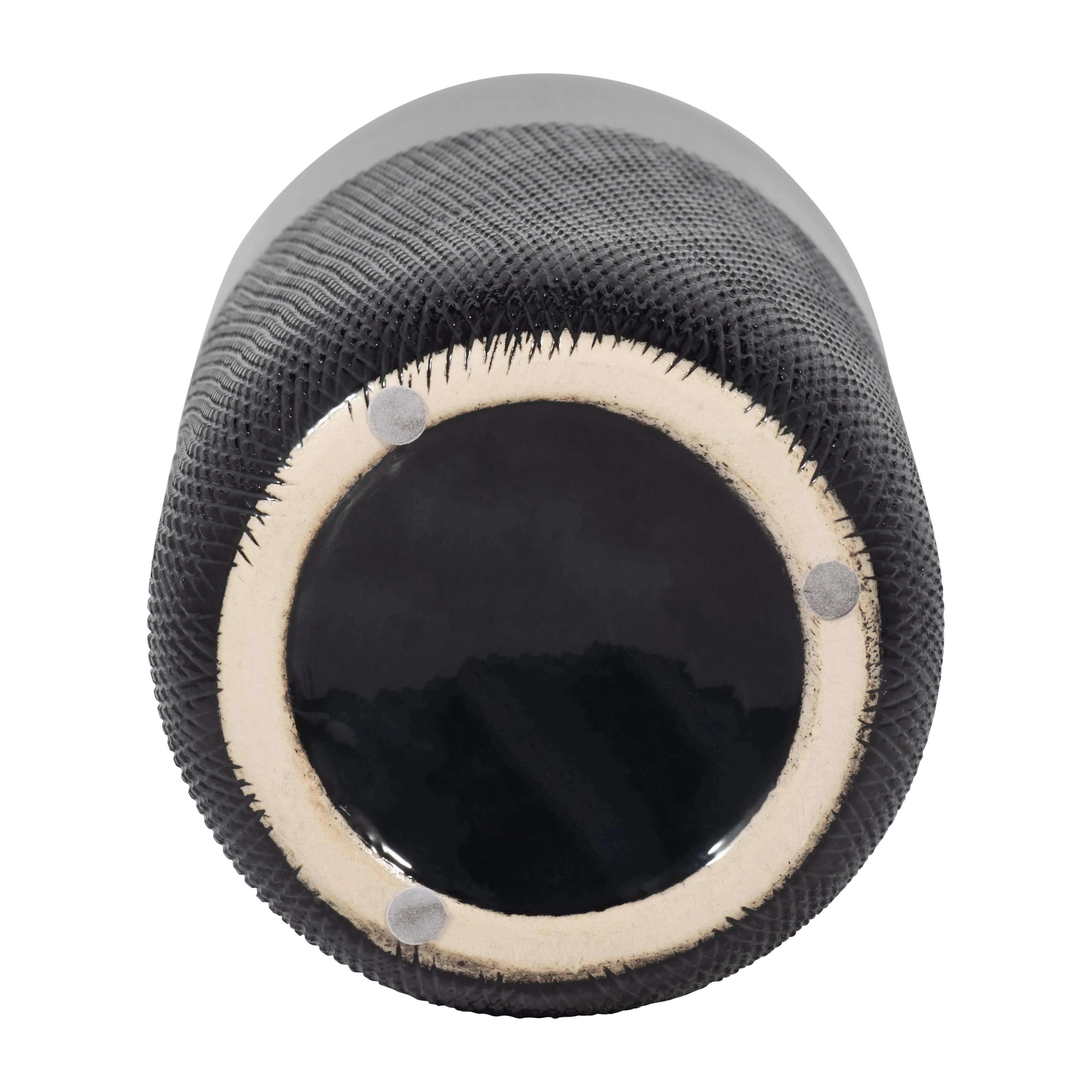 CER, 12"H GROOVED VASE, BLACK