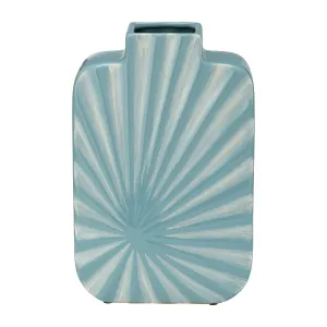 CER, 12"H TEXTURED VASE, AQUA