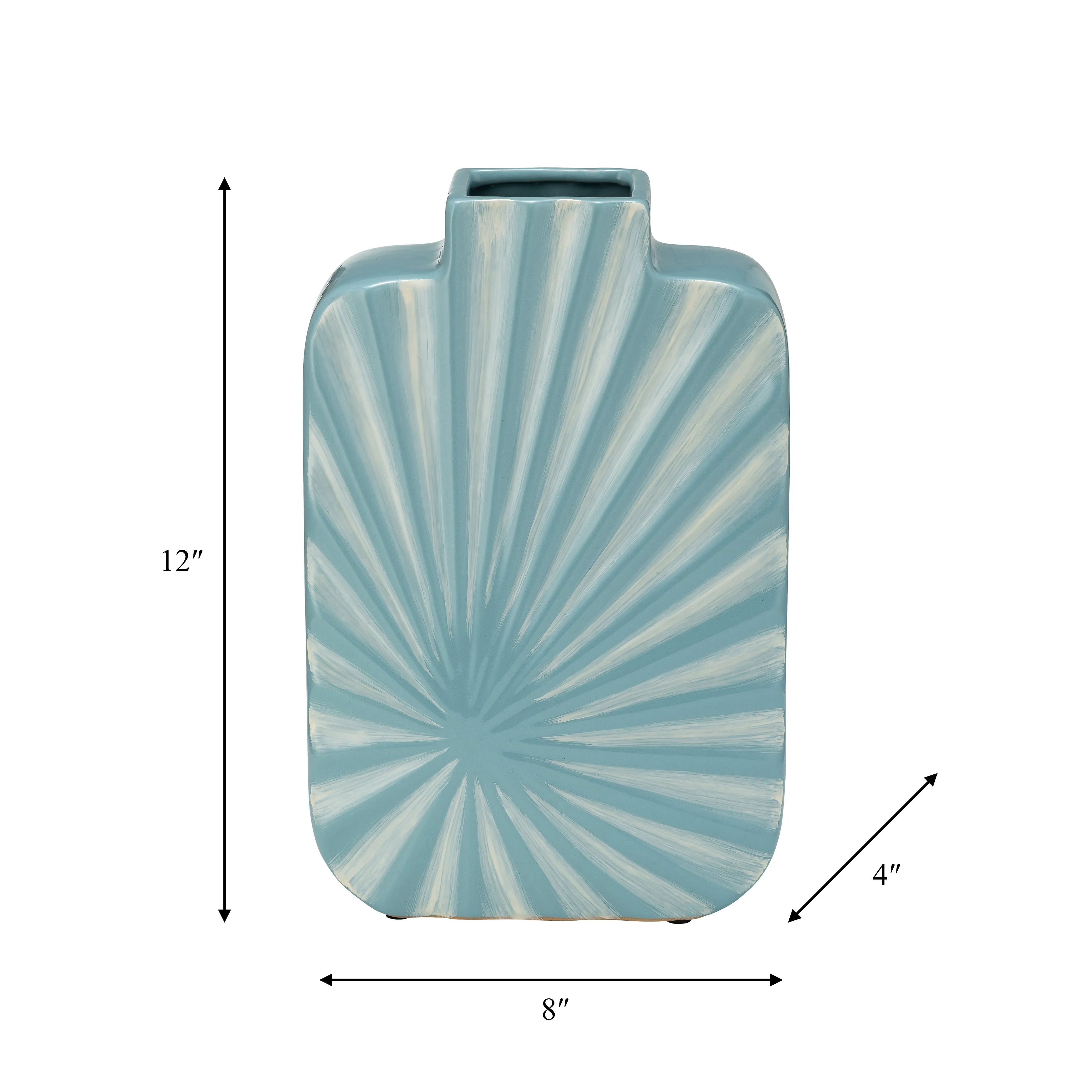 CER, 12"H TEXTURED VASE, AQUA