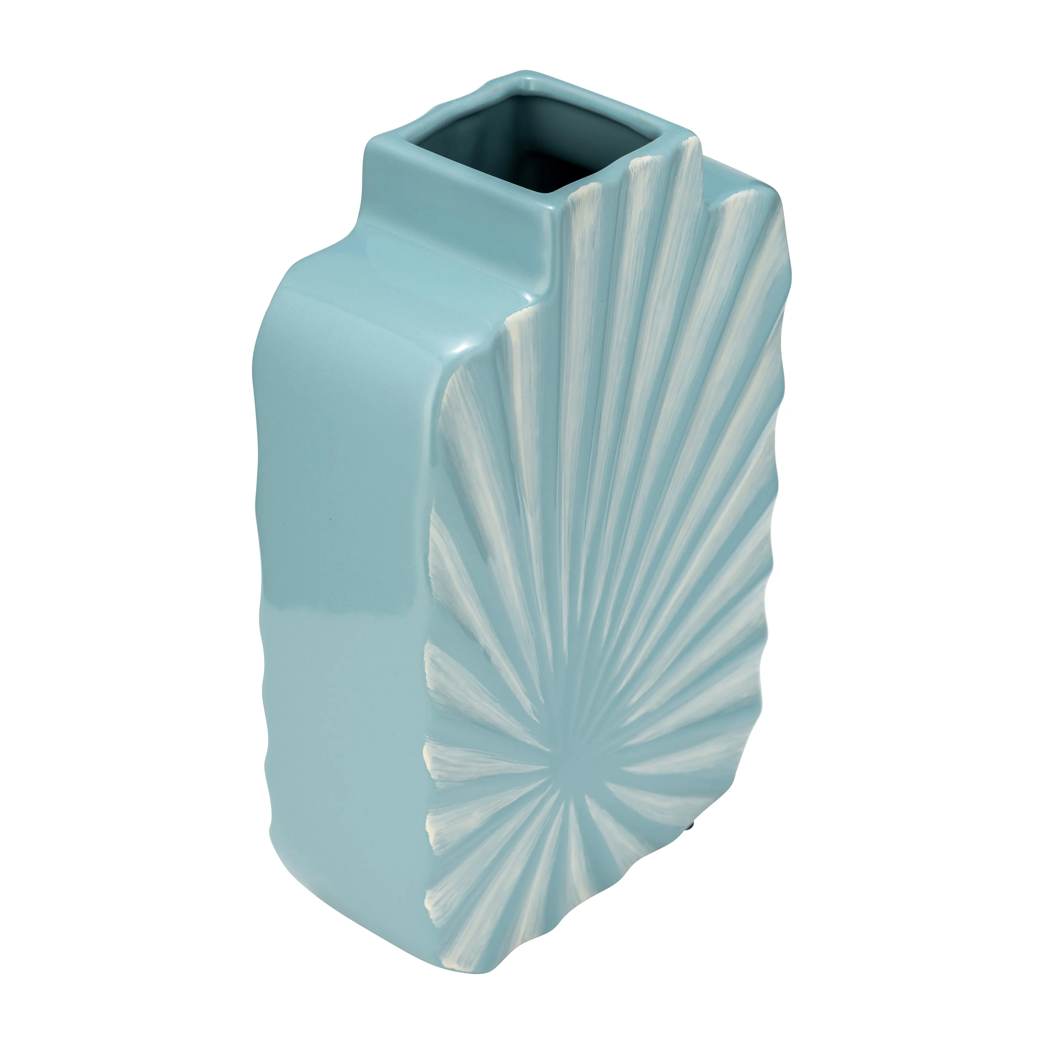CER, 12"H TEXTURED VASE, AQUA