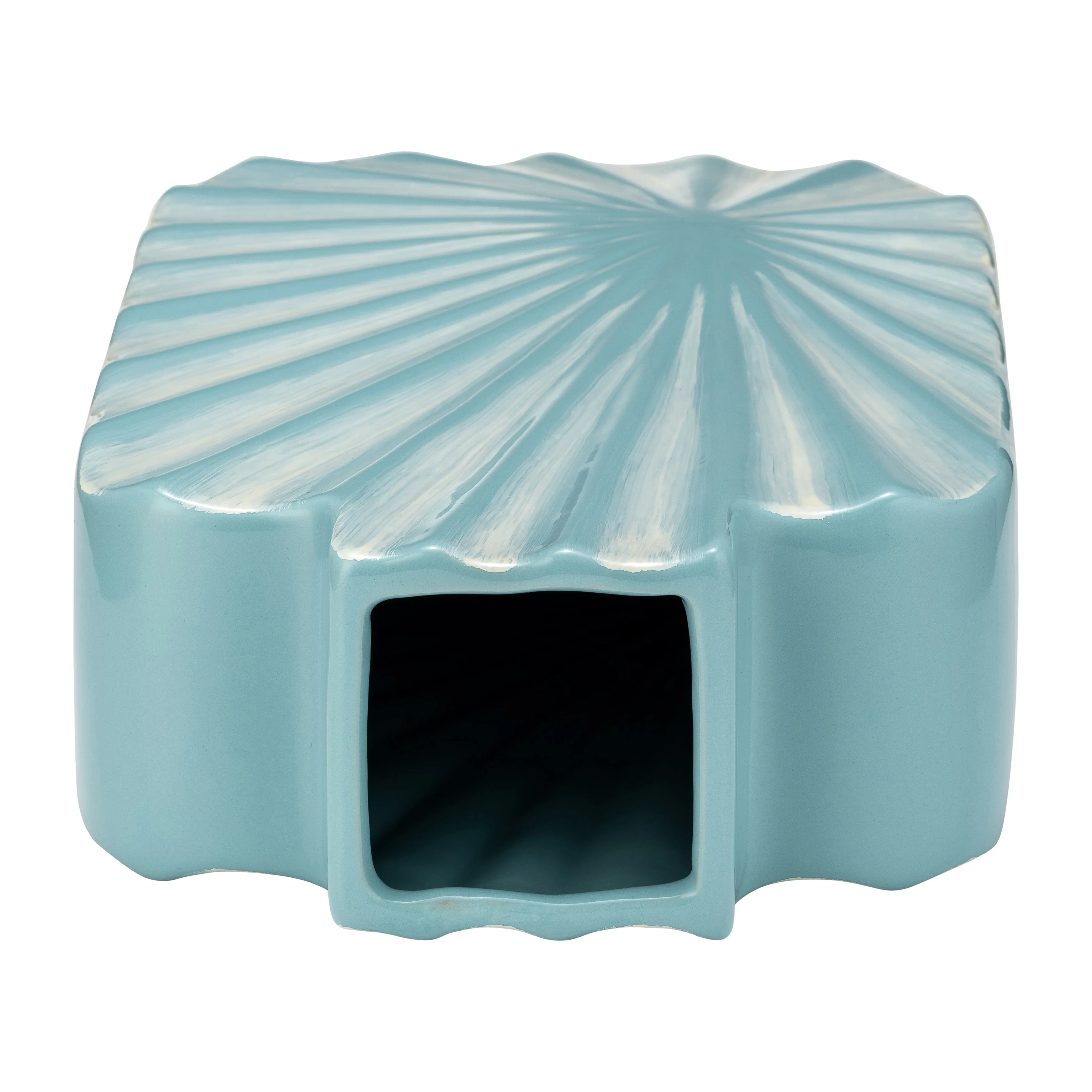CER, 12"H TEXTURED VASE, AQUA