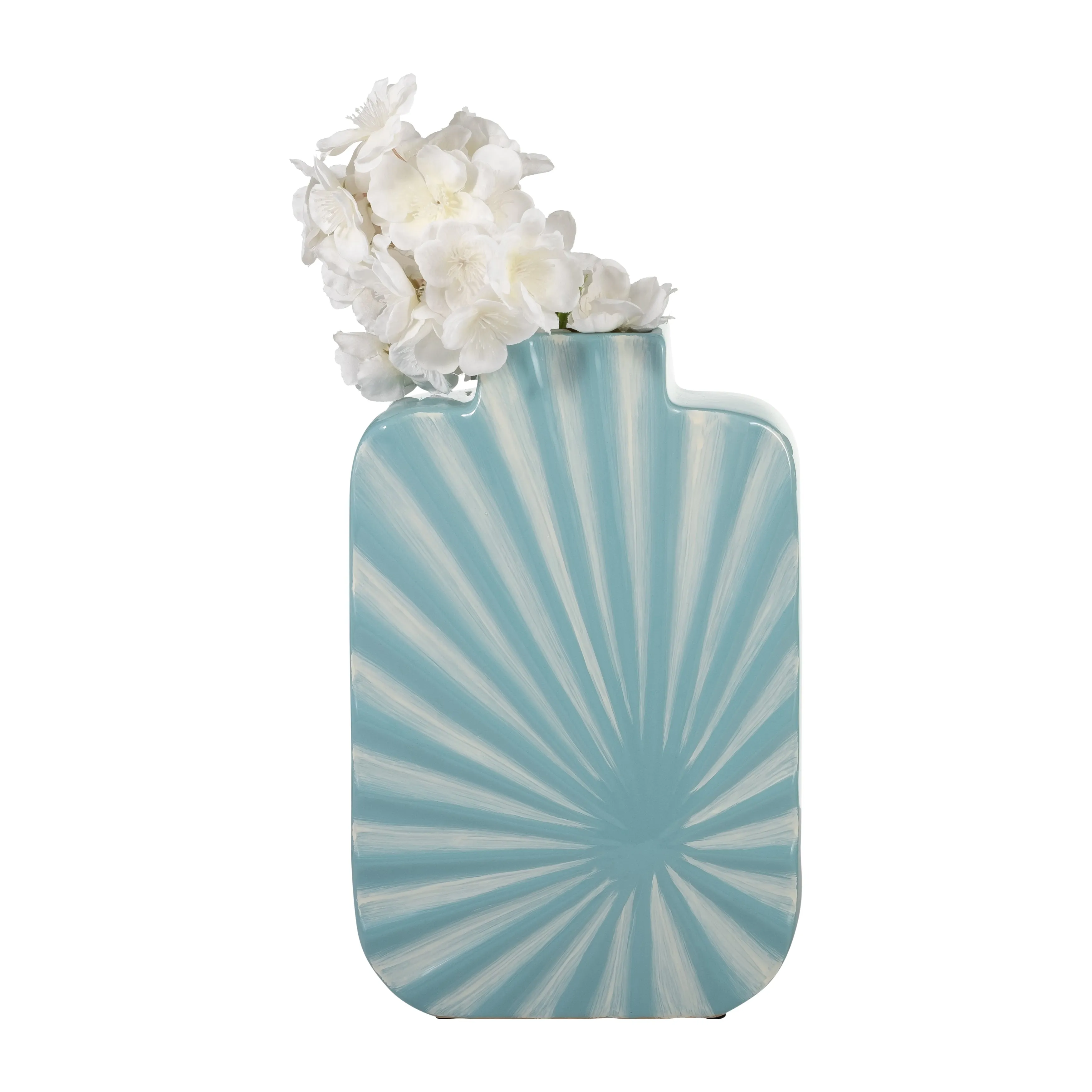 CER, 12"H TEXTURED VASE, AQUA