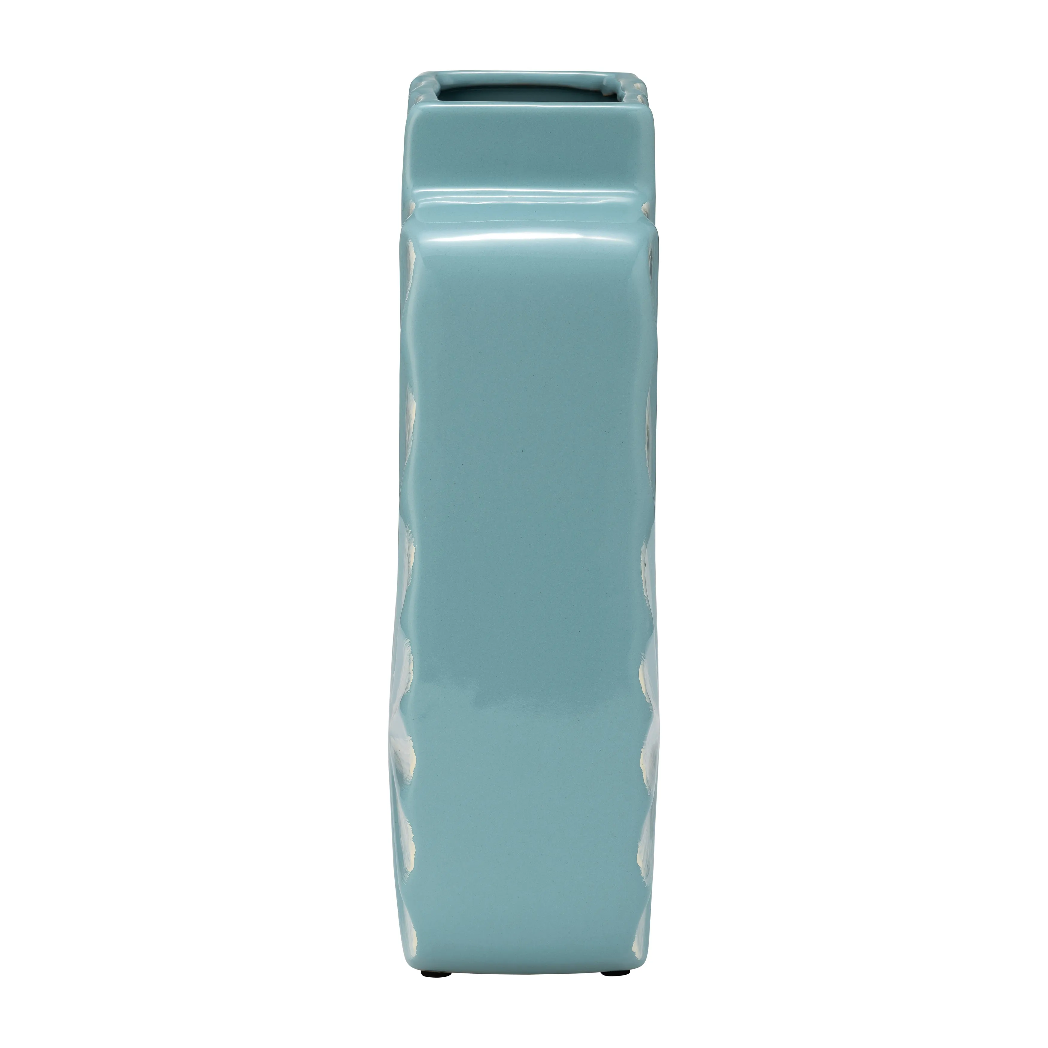CER, 12"H TEXTURED VASE, AQUA