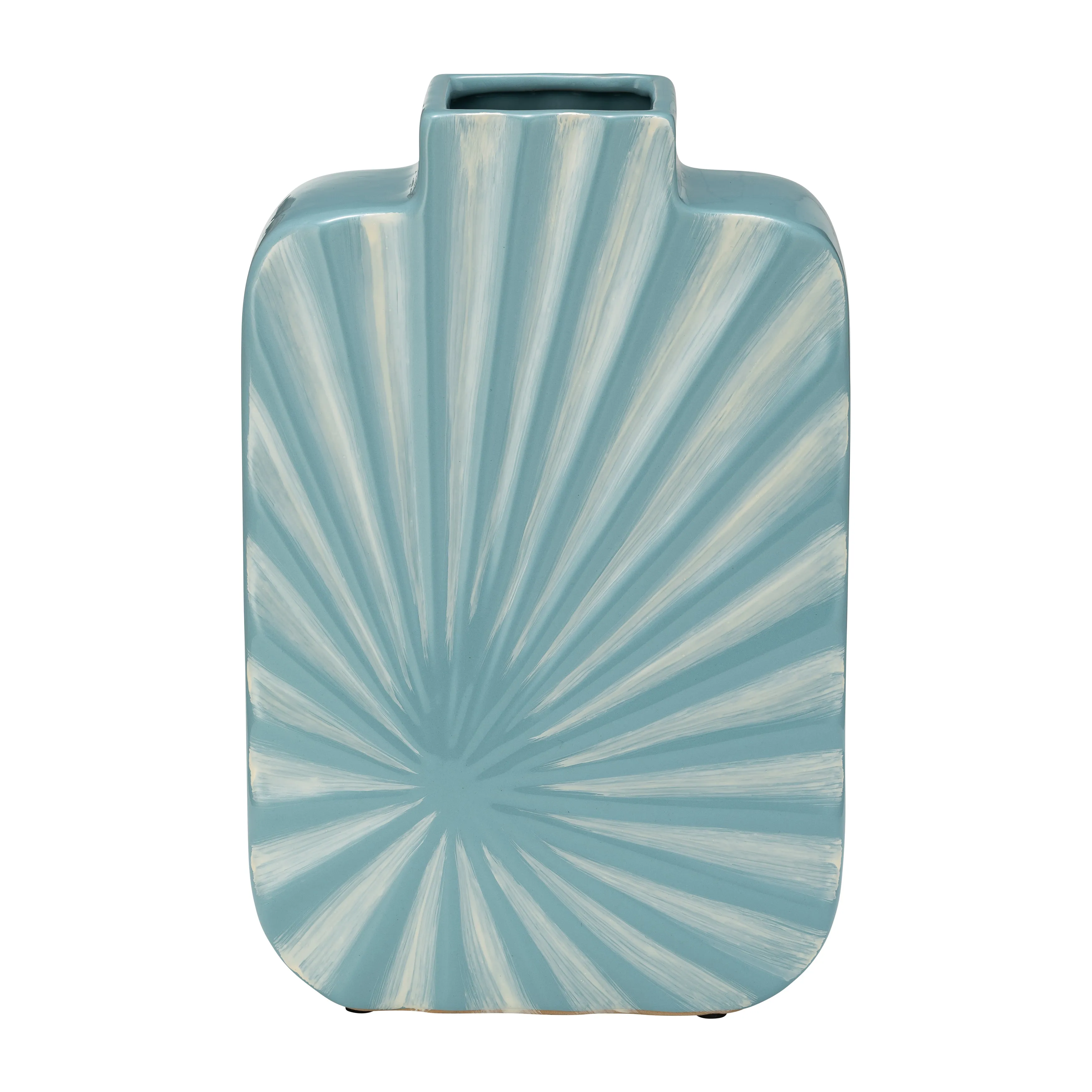 CER, 12"H TEXTURED VASE, AQUA