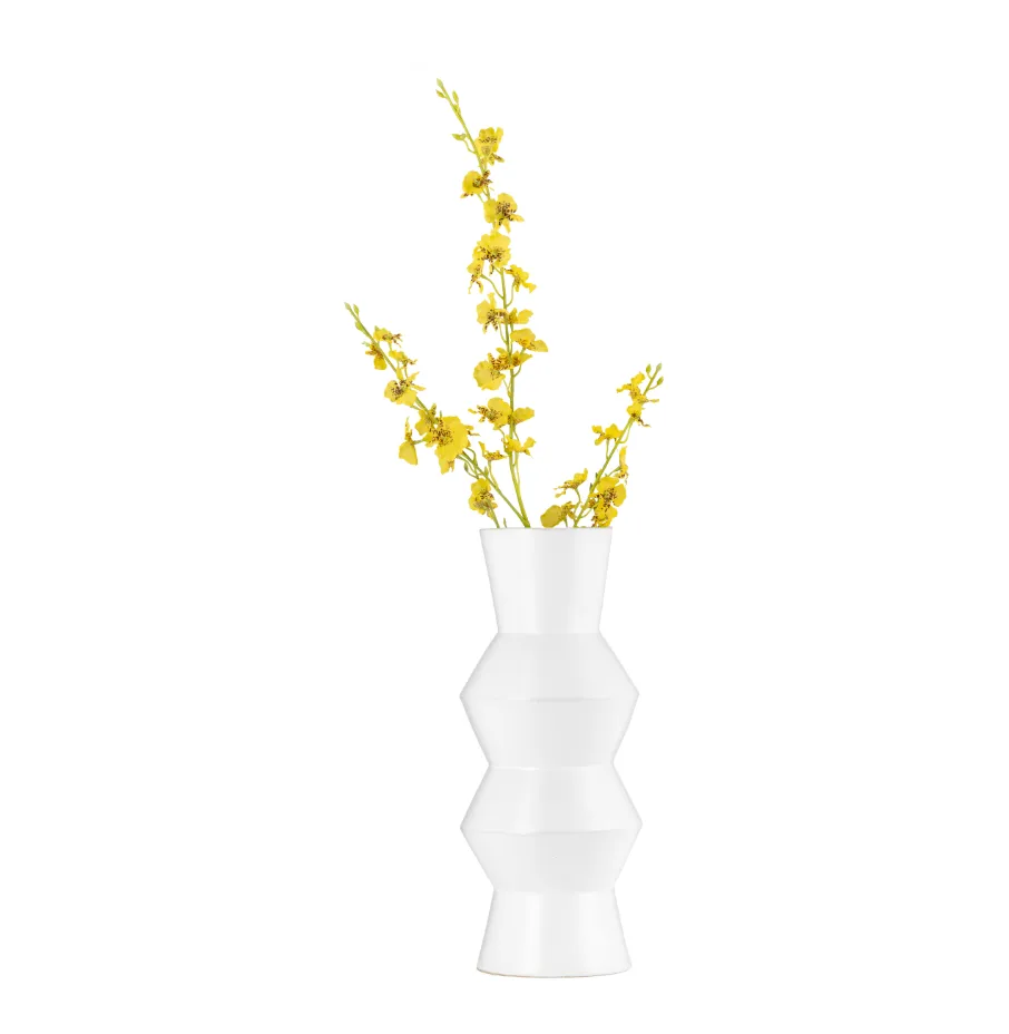 CER, 12"H TOTEM VASE, WHITE