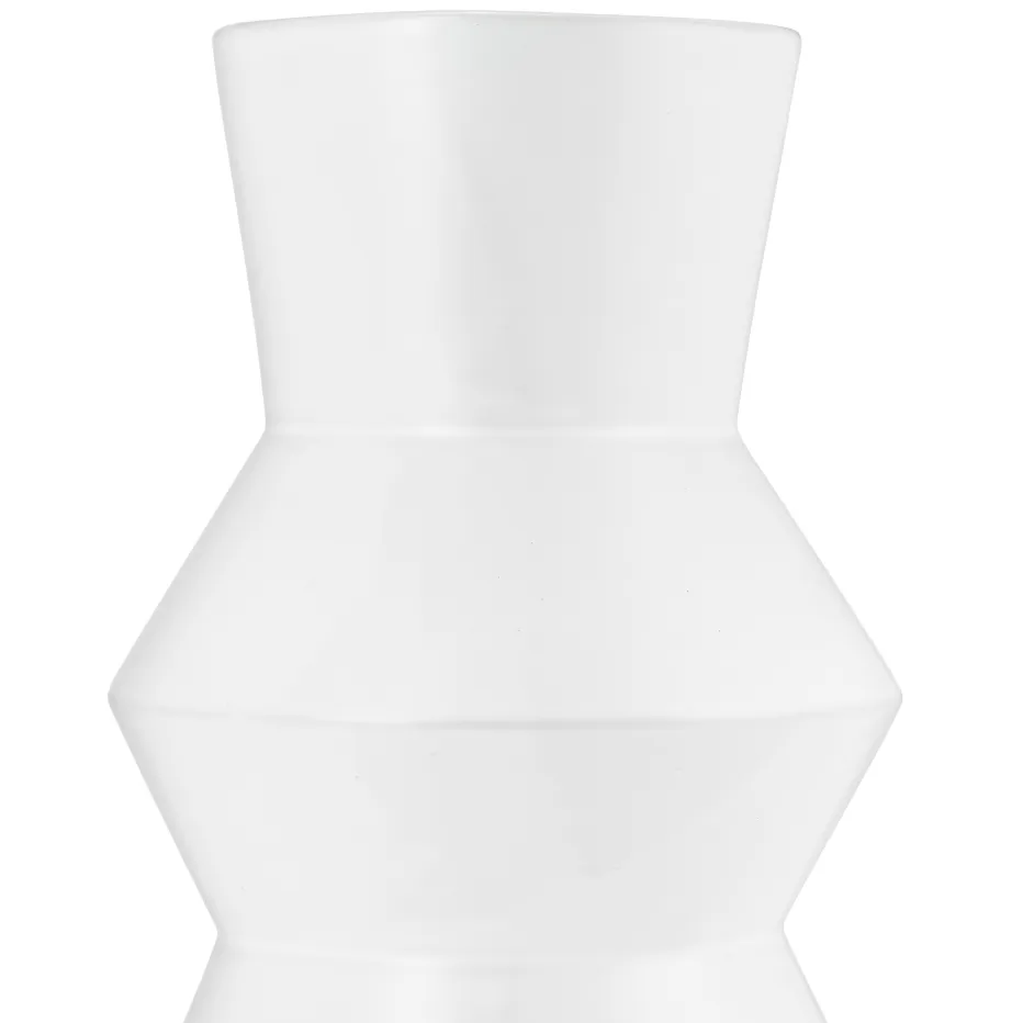 CER, 12"H TOTEM VASE, WHITE