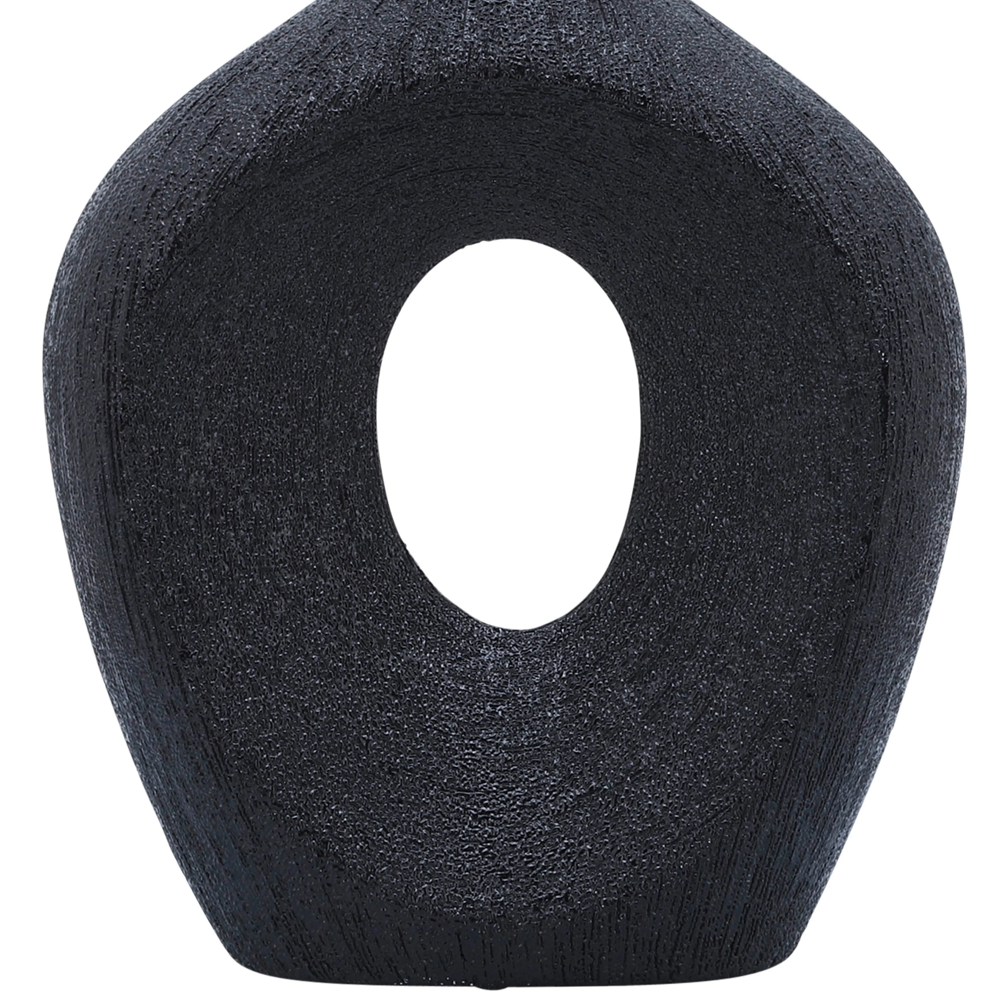 CER, 13" BEADED OVAL VASE CUT-OUT, BLACK