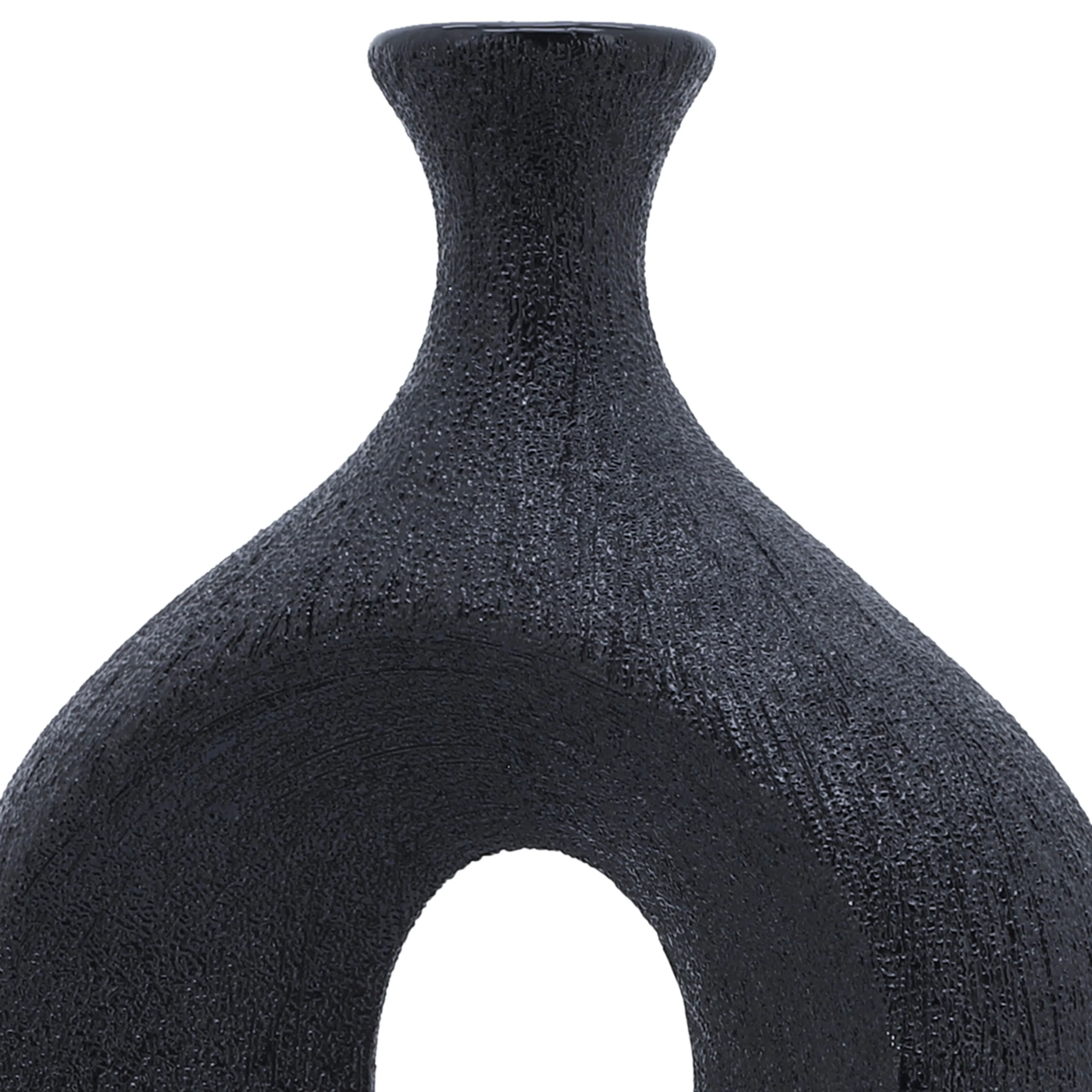 CER, 13" BEADED OVAL VASE CUT-OUT, BLACK