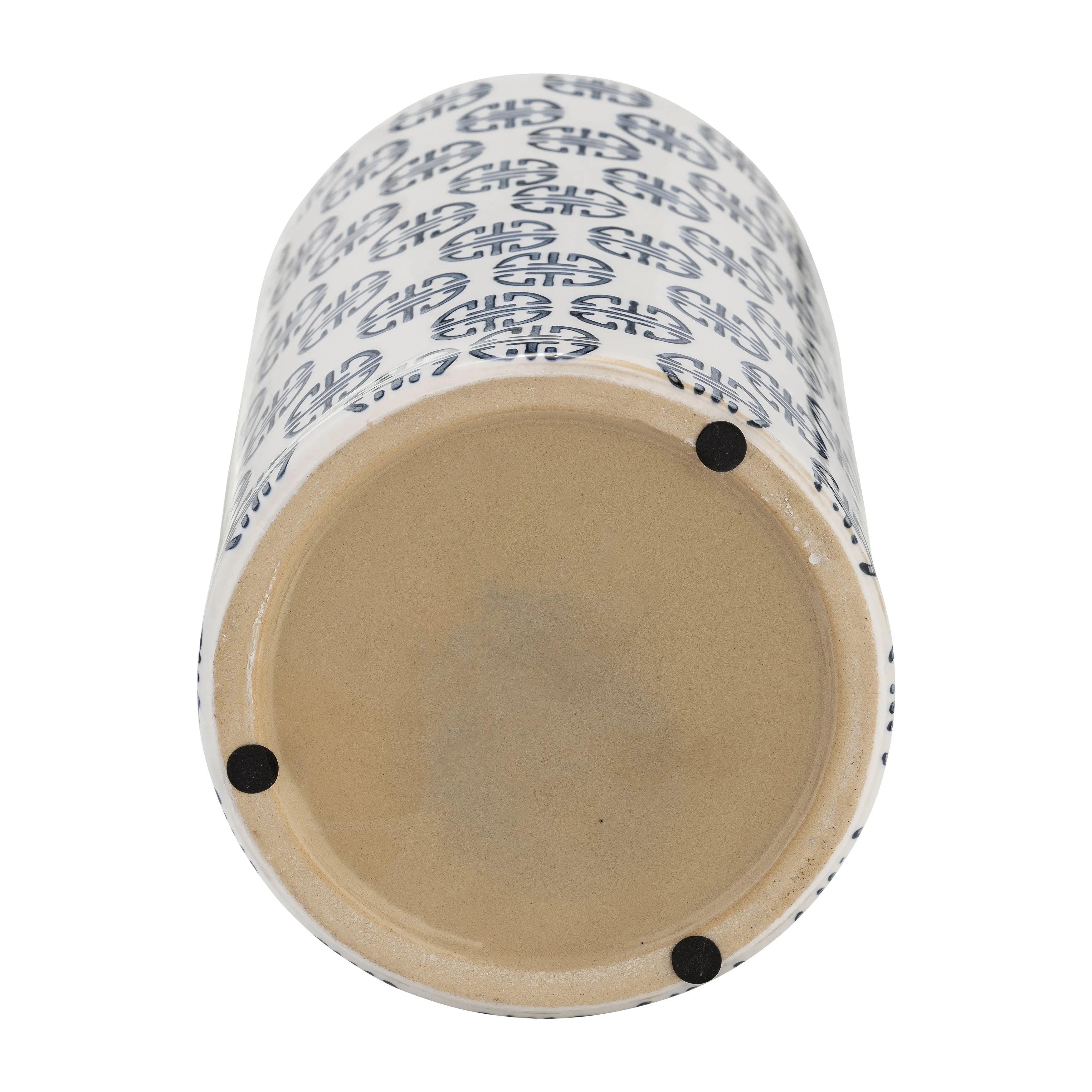 CER, 13"H MODERN GINGER JAR, NAVY/WHITE