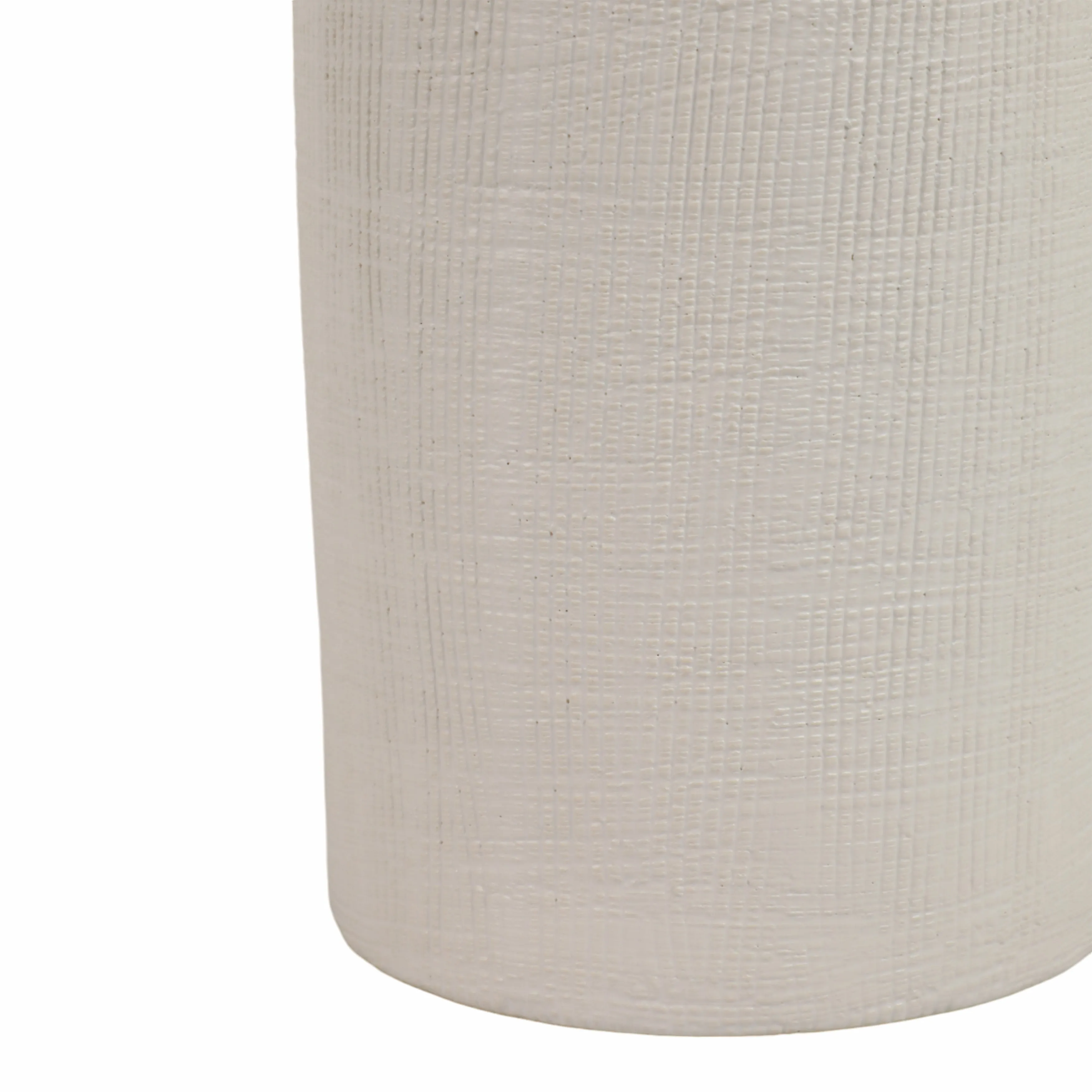 CER, 13"H RIDGED VASE, WHITE