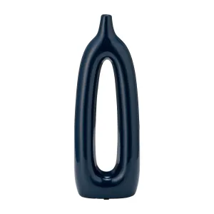 CER, 14"H OPEN CUT-OUT VASE, BLUE