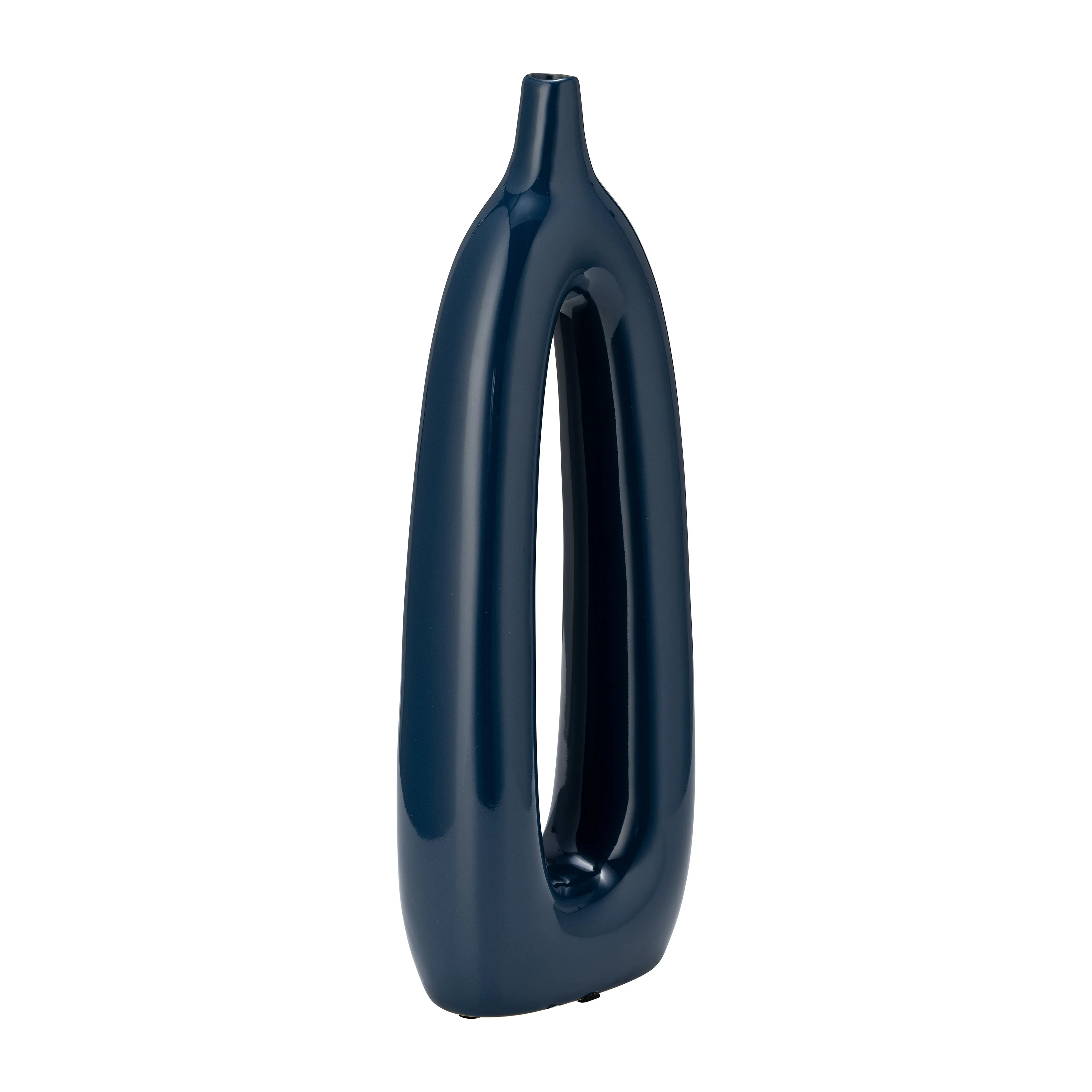CER, 14"H OPEN CUT-OUT VASE, BLUE