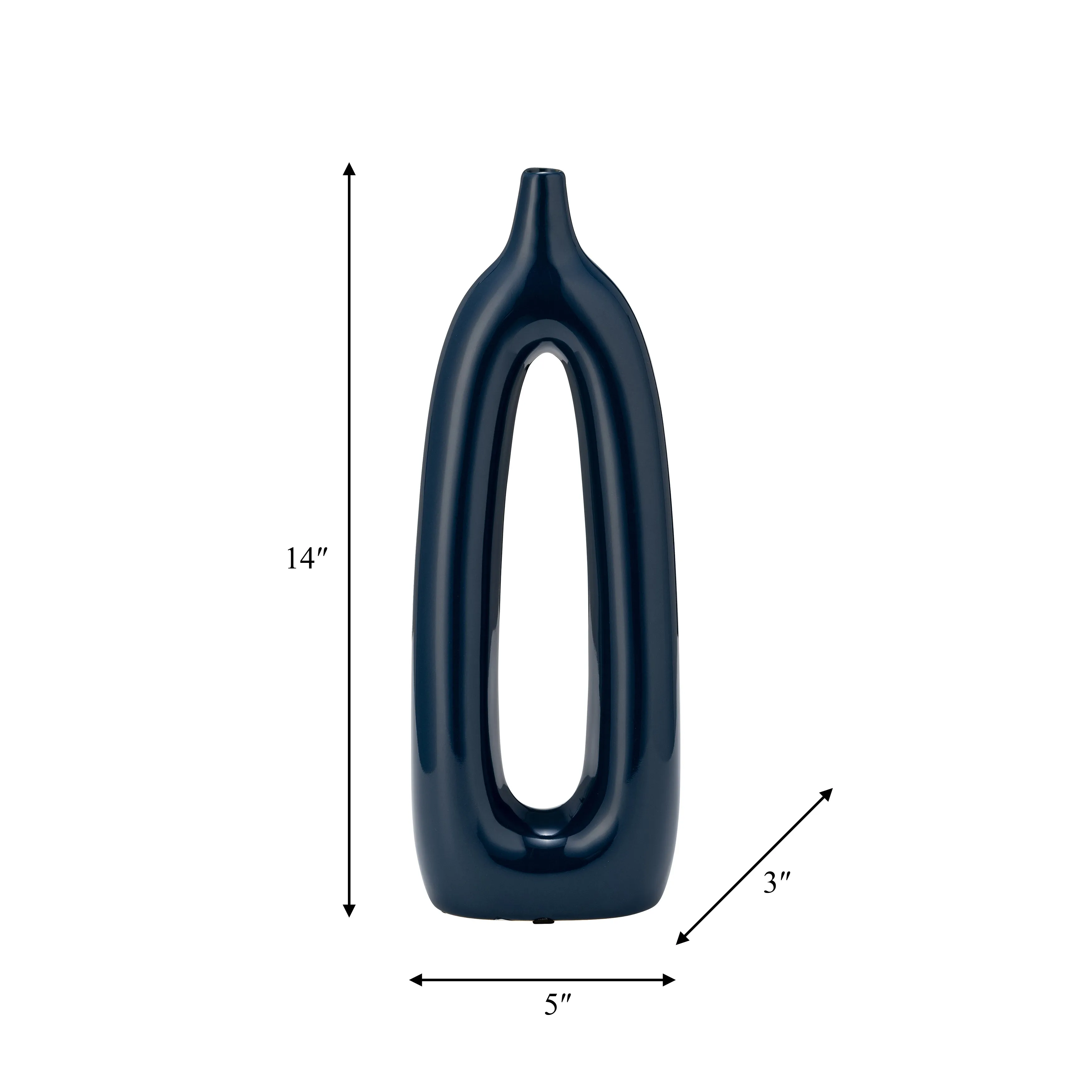 CER, 14"H OPEN CUT-OUT VASE, BLUE