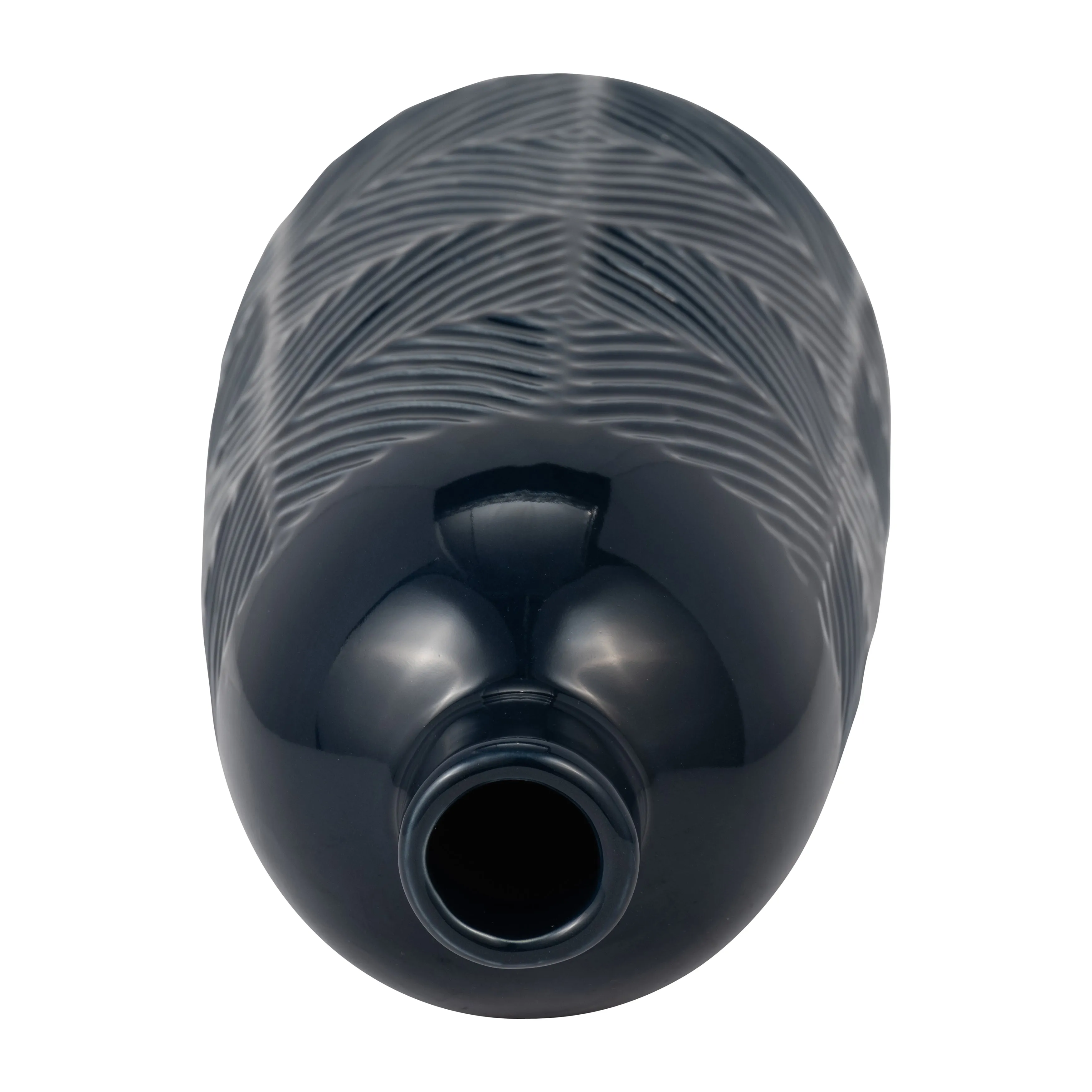 CER, 15" TEXTURED LINES VASE, NAVY