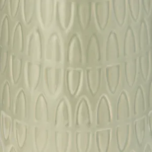 CER, 15"H CARVED VASE, CUCUMBER