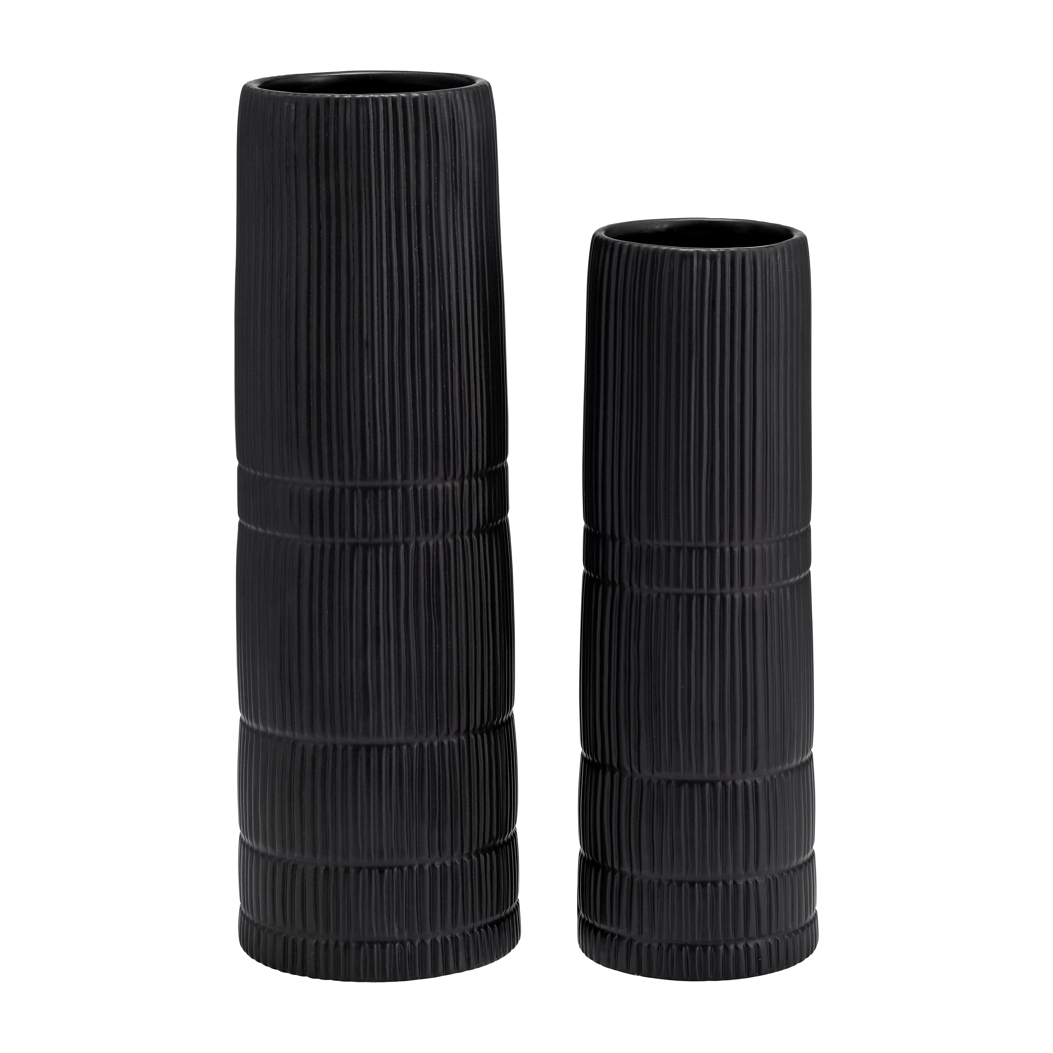 CER, 15"H LINED CYLINDER VASE, MATTE BLACK