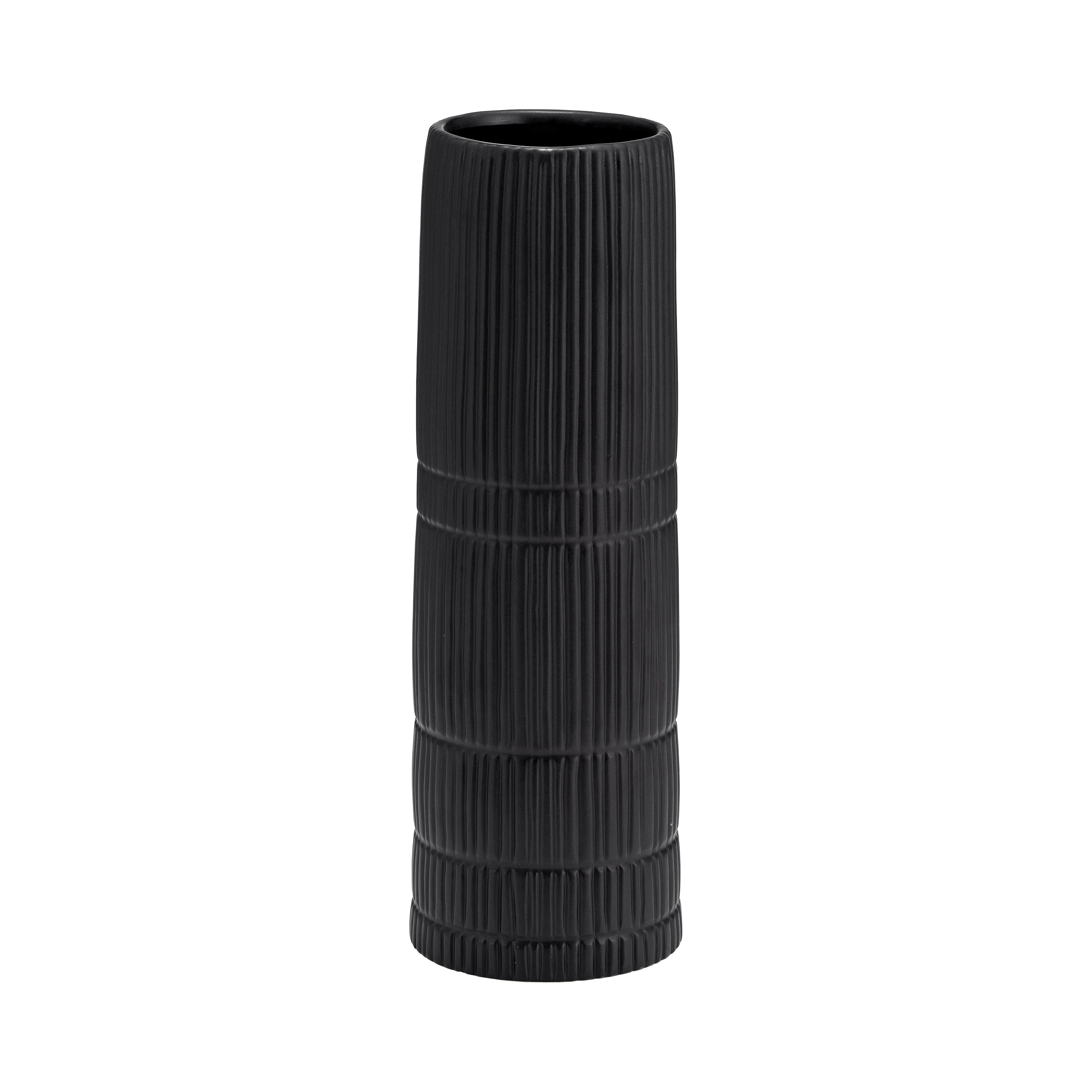 CER, 15"H LINED CYLINDER VASE, MATTE BLACK