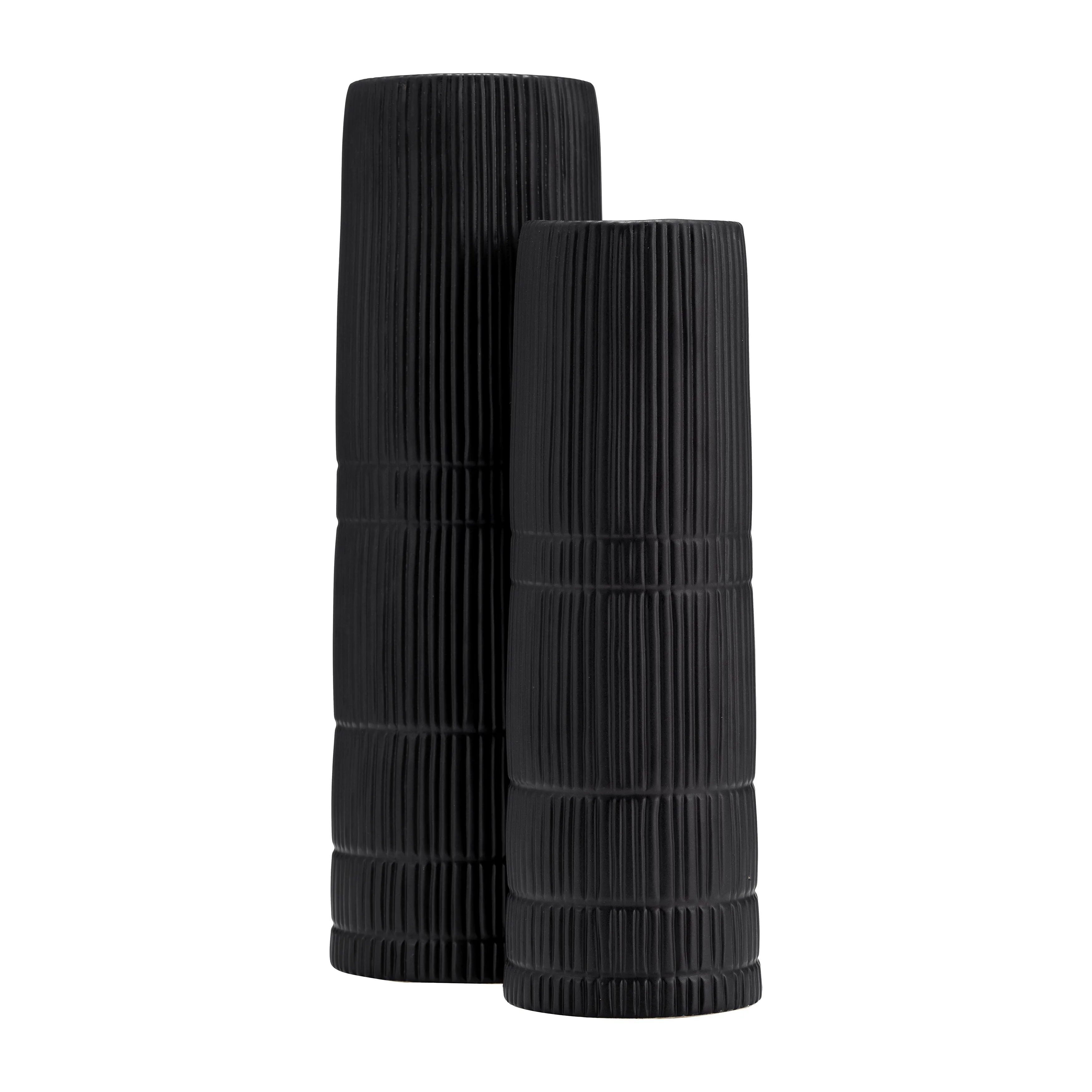 CER, 15"H LINED CYLINDER VASE, MATTE BLACK