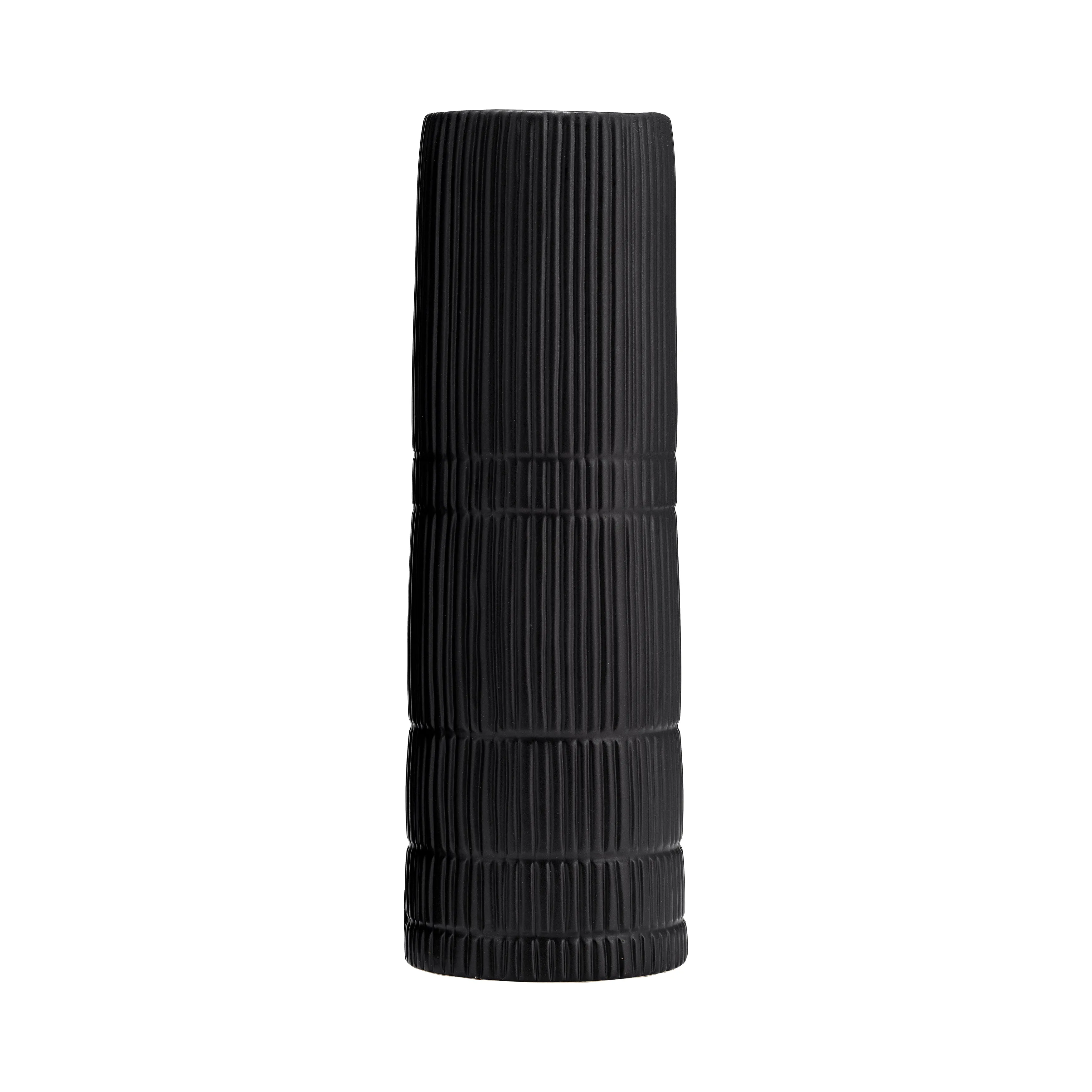CER, 15"H LINED CYLINDER VASE, MATTE BLACK