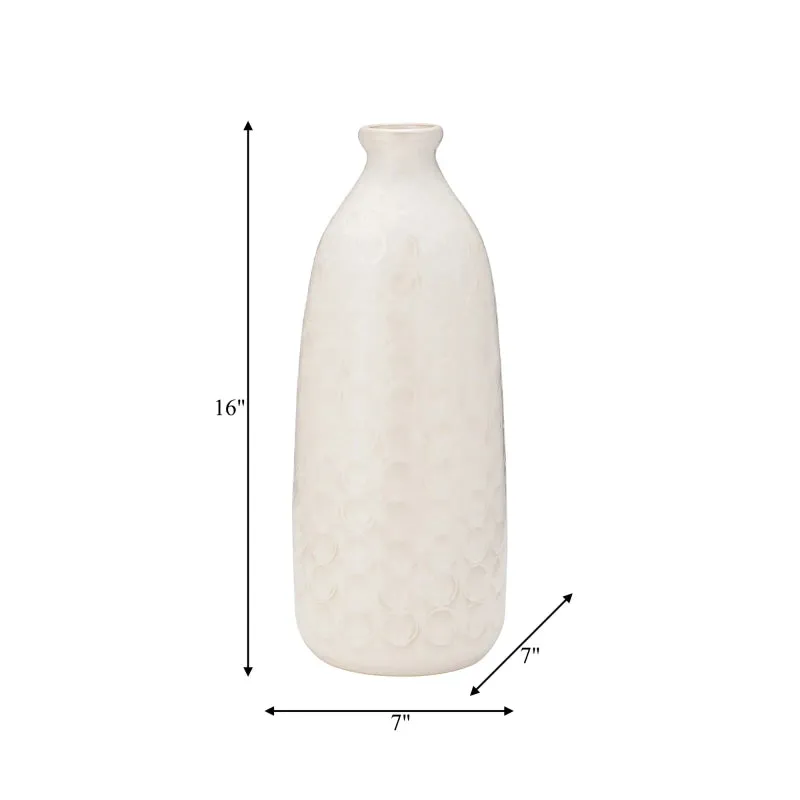 CER, 16" CIRCLES VASE, BEIGE