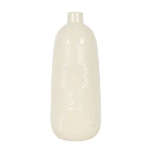 CER, 16" TEXTURED LINES VASE, COTTON