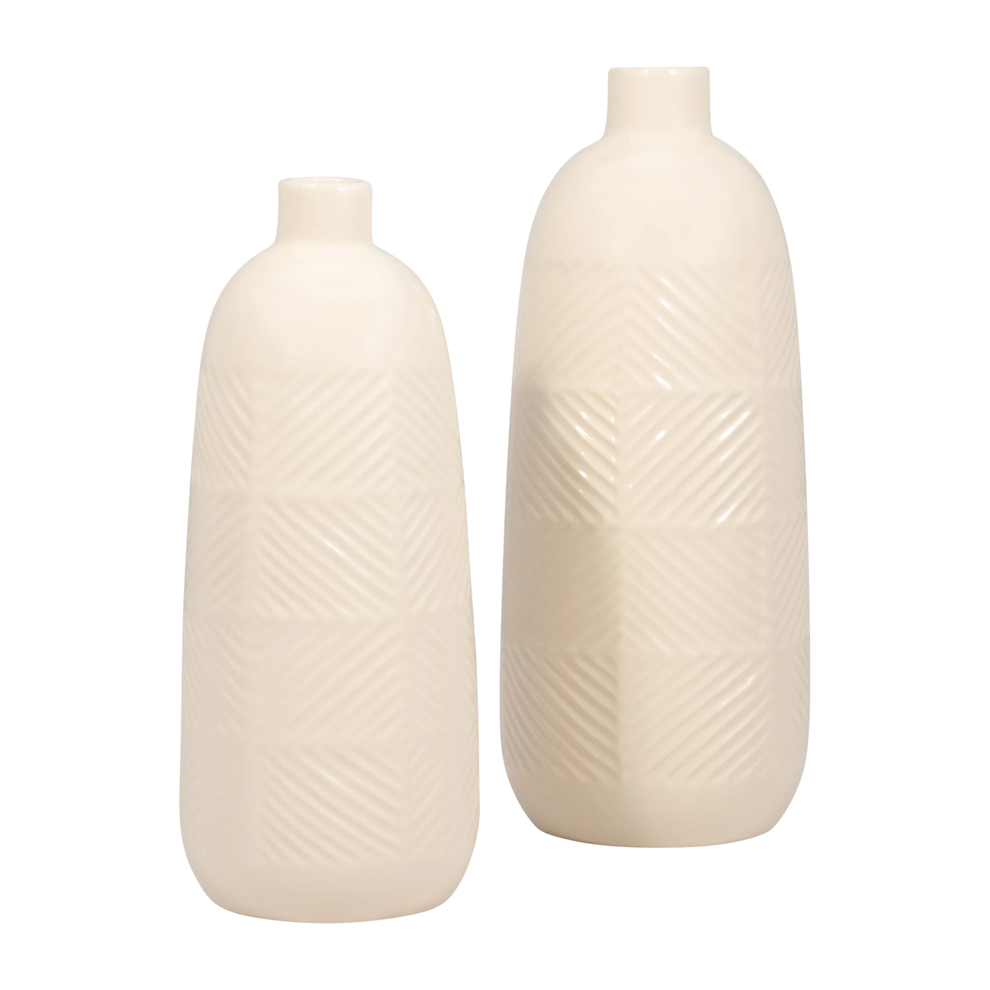 CER, 16" TEXTURED LINES VASE, COTTON