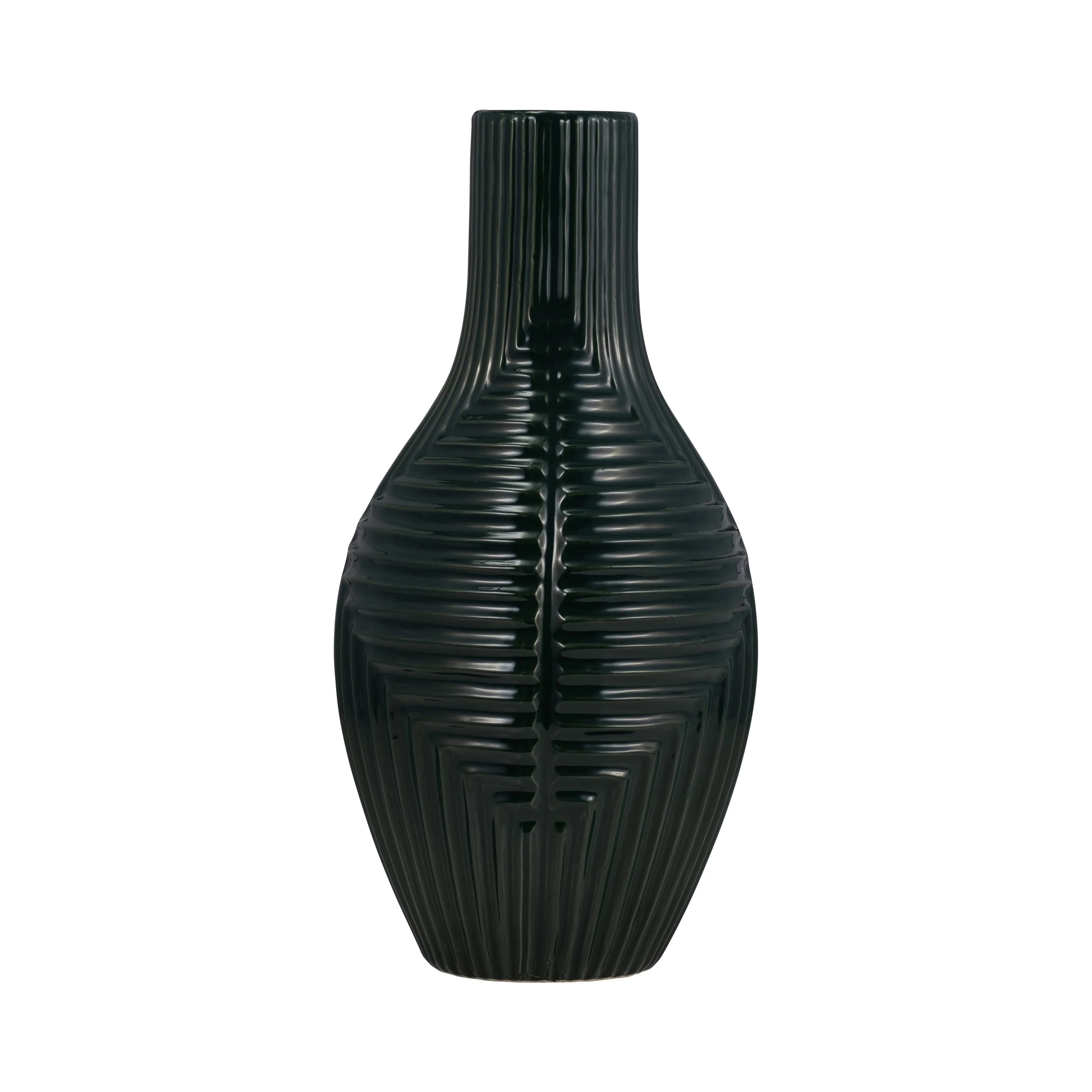 CER, 16" TRIBAL VASE, FOREST GREEN