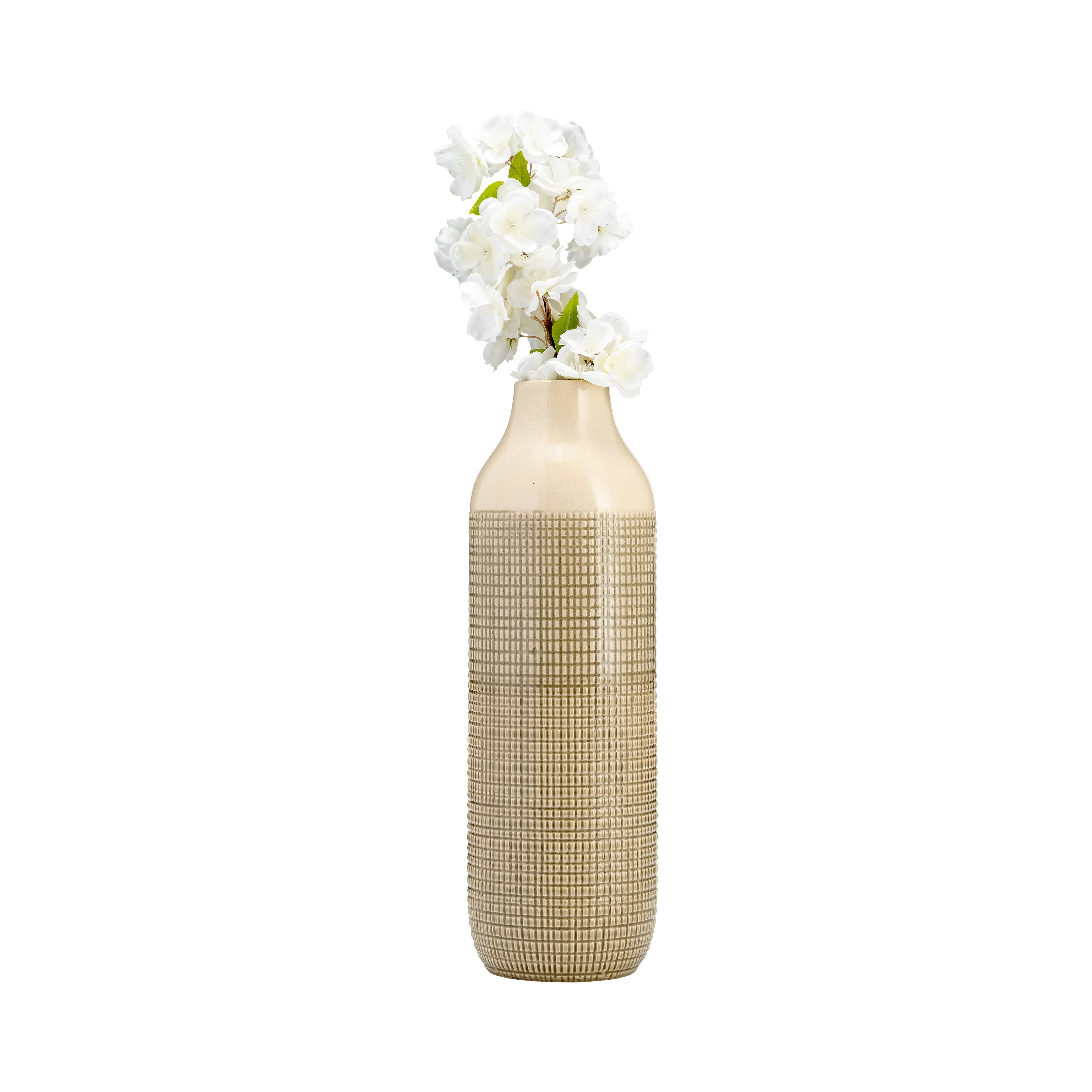 CER, 16"H 3-TONE VASE, OLIVE GREEN