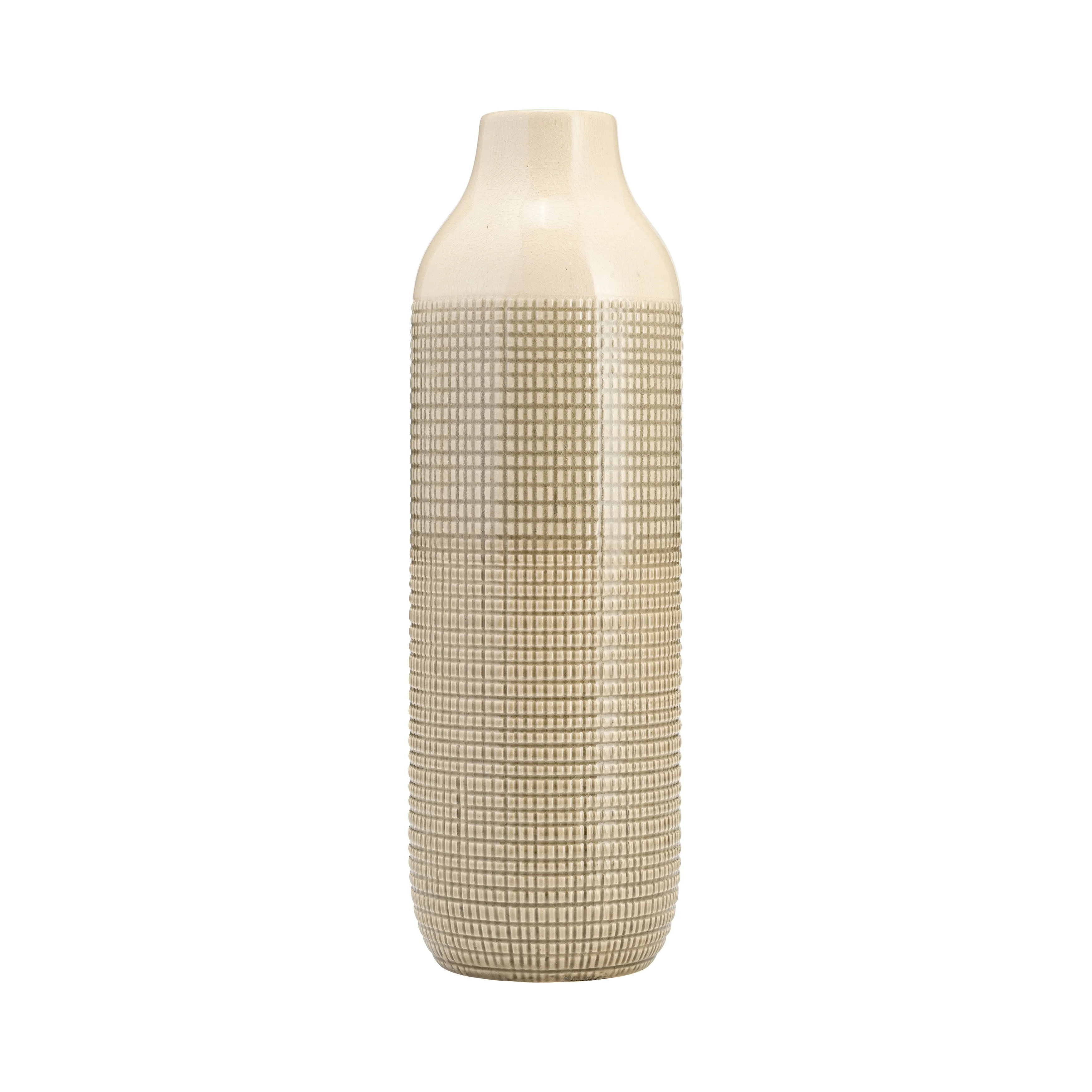 CER, 16"H 3-TONE VASE, OLIVE GREEN