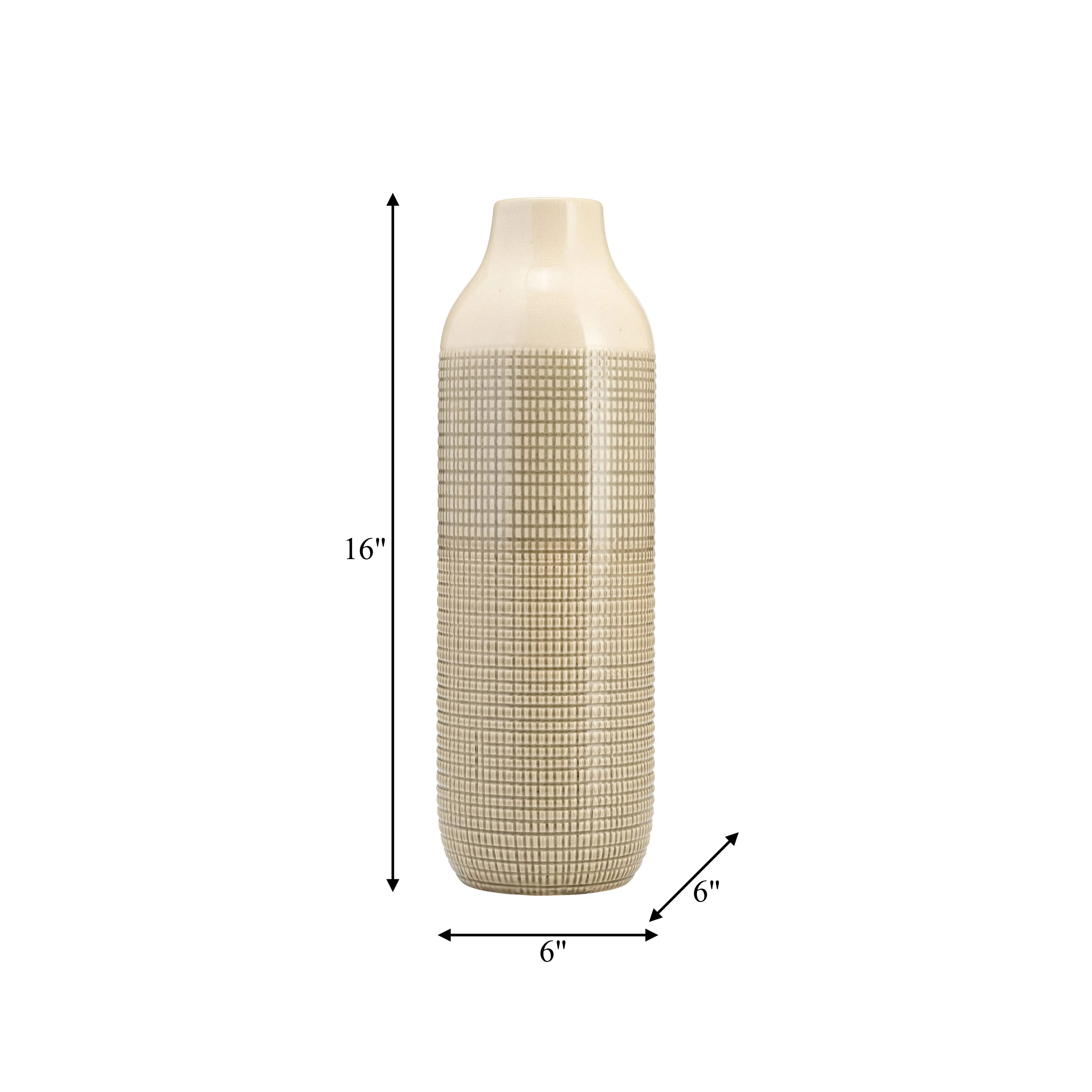 CER, 16"H 3-TONE VASE, OLIVE GREEN