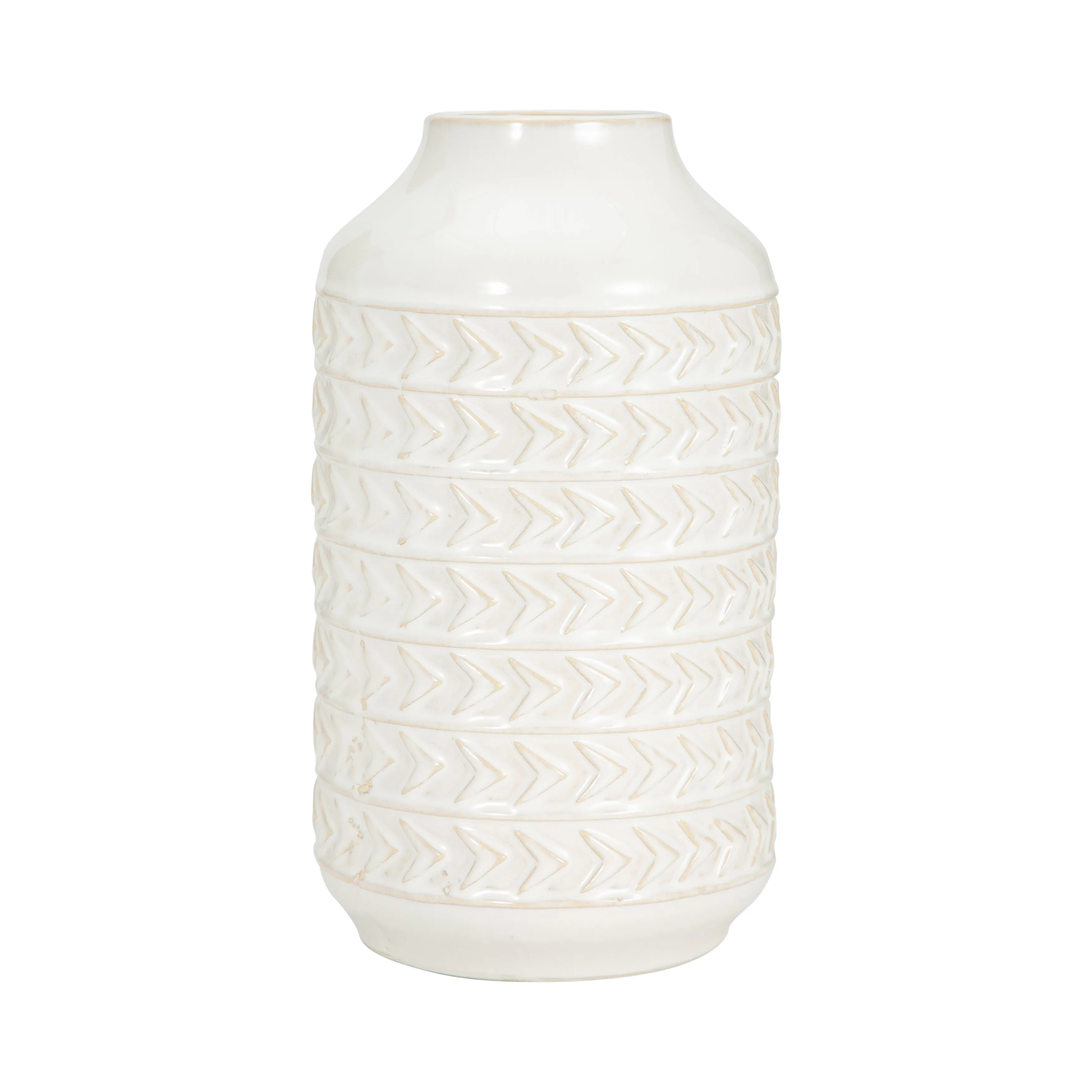 CER, 16"H AZTEC VASE, IVORY