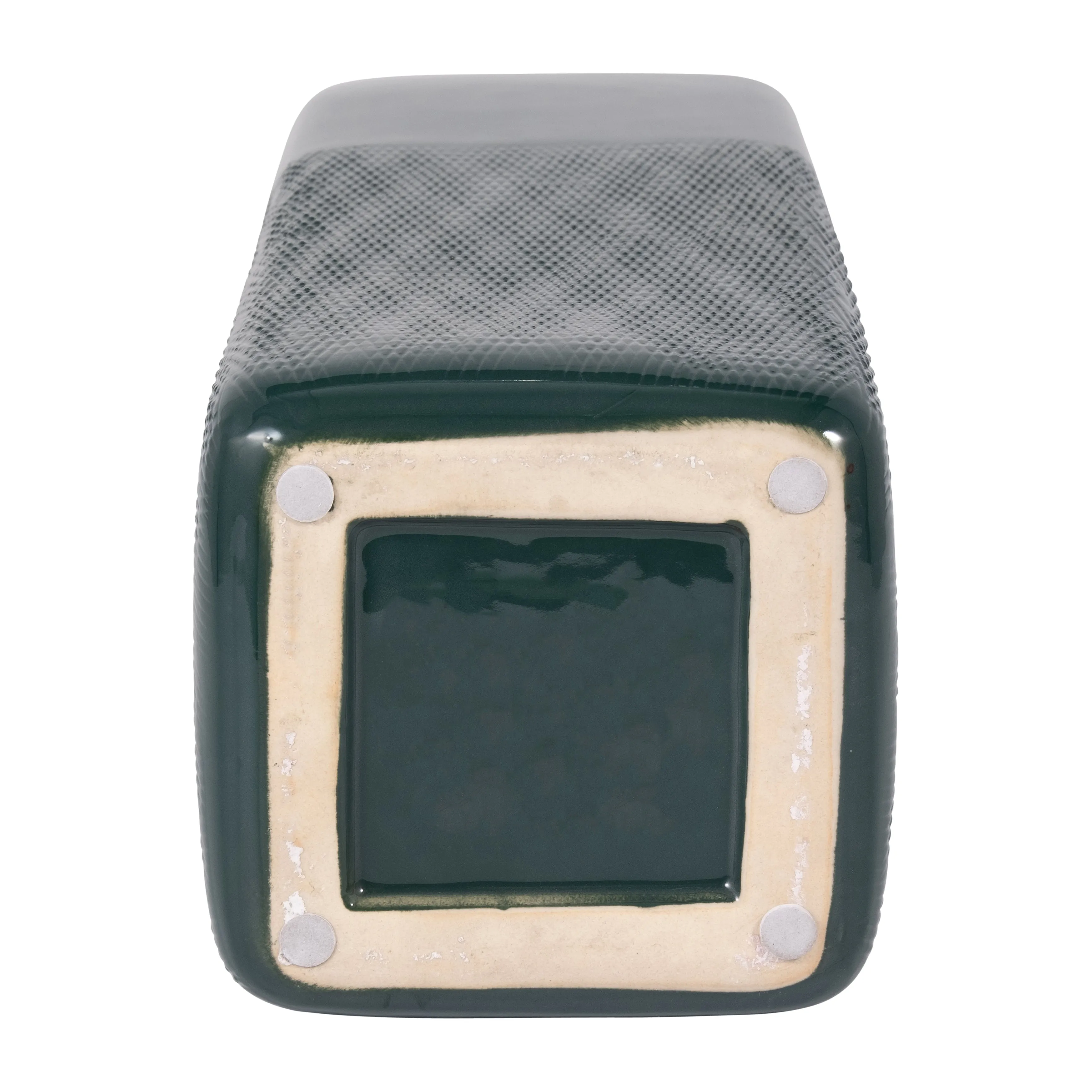 CER, 18" SQUARED GROOVED VASE, FOREST GREEN