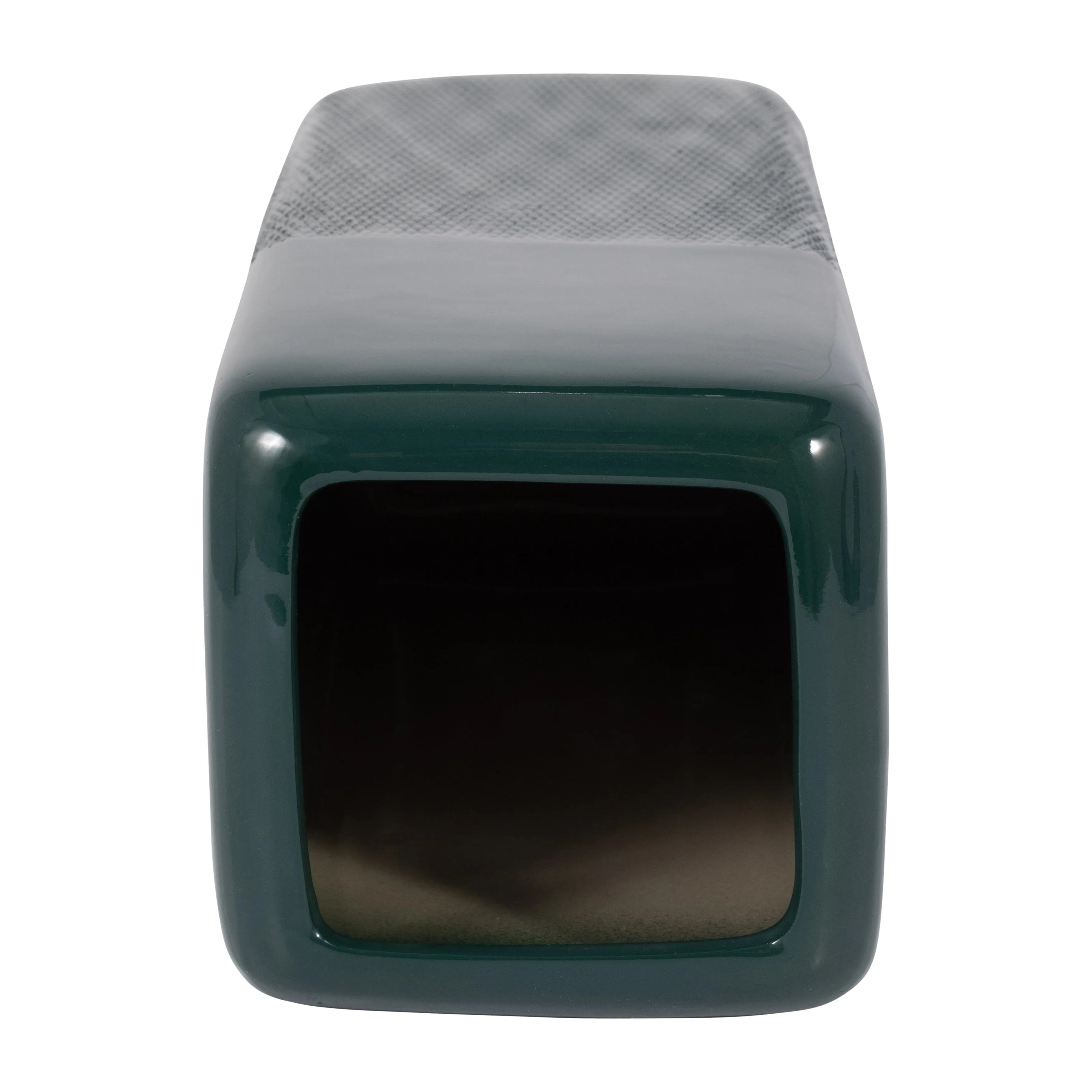 CER, 18" SQUARED GROOVED VASE, FOREST GREEN