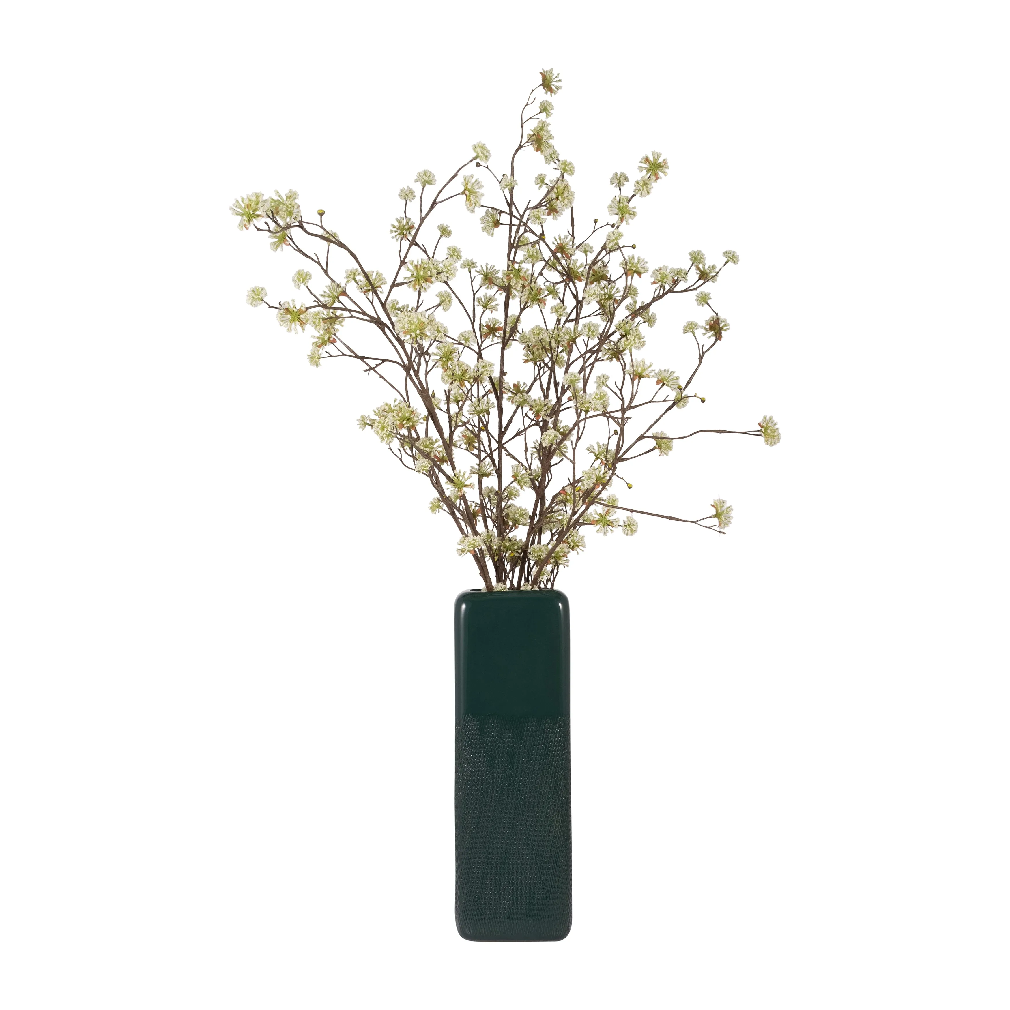 CER, 18" SQUARED GROOVED VASE, FOREST GREEN