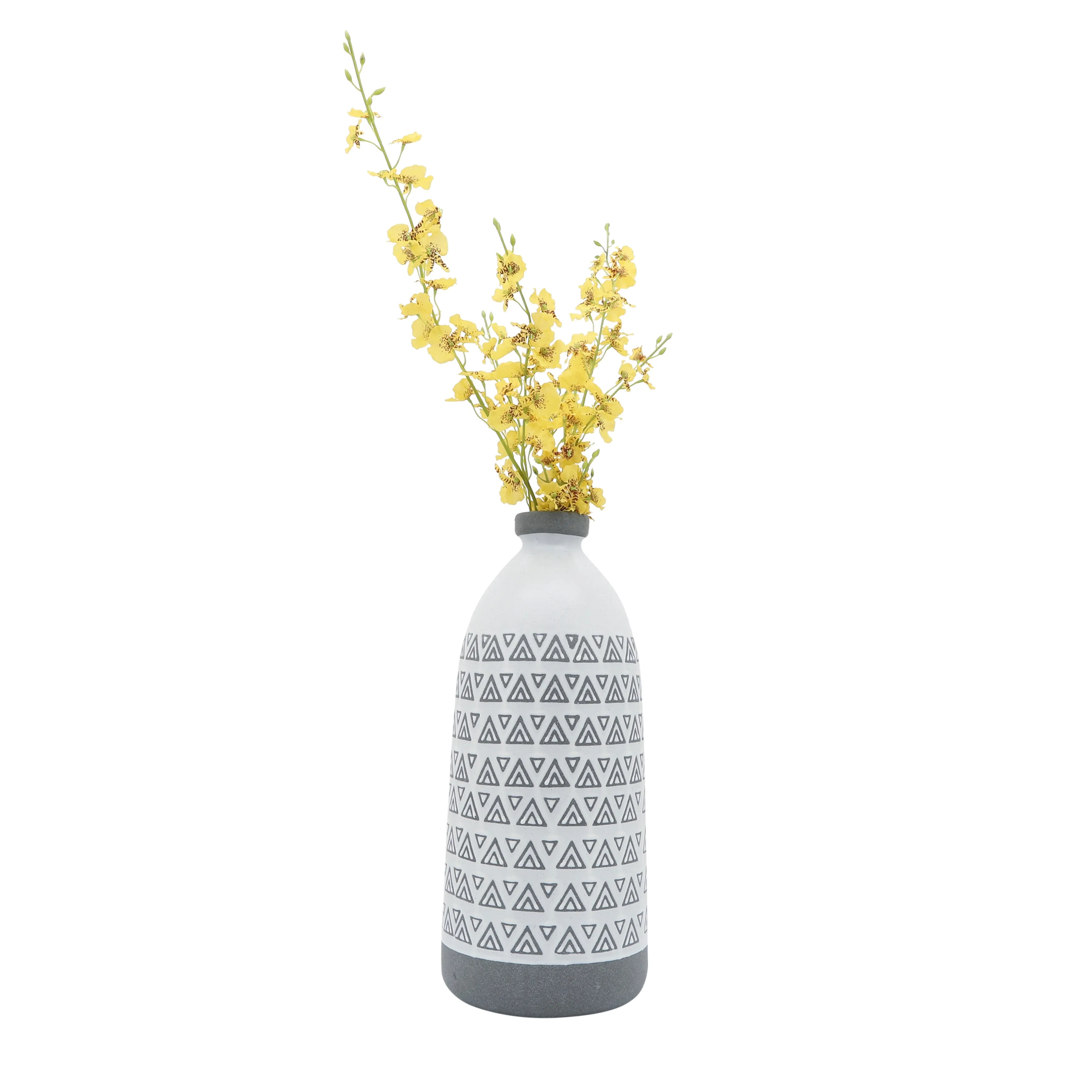 CER, 18"H AZTEC VASE, GRAY