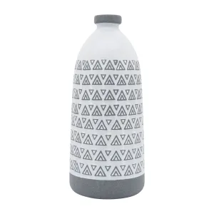 CER, 18"H AZTEC VASE, GRAY