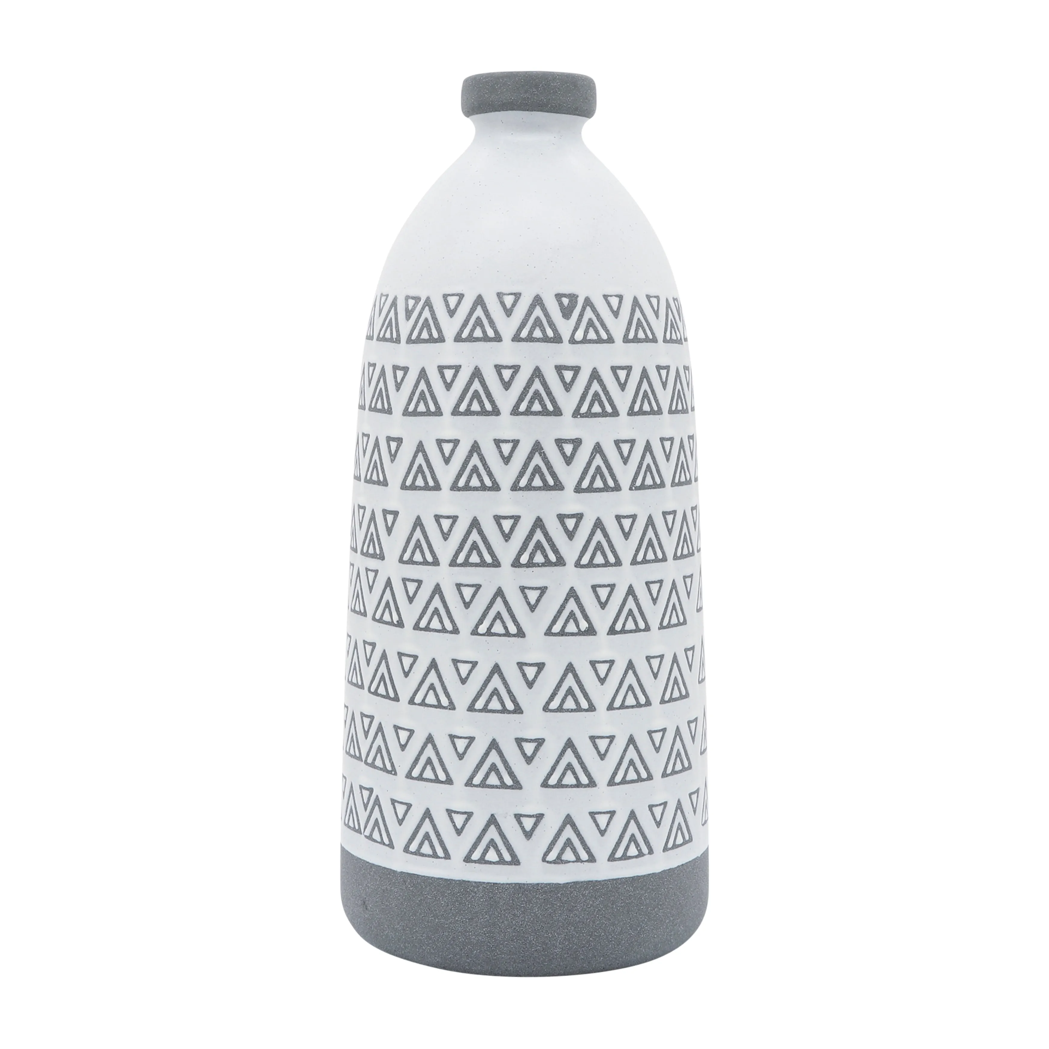 CER, 18"H AZTEC VASE, GRAY